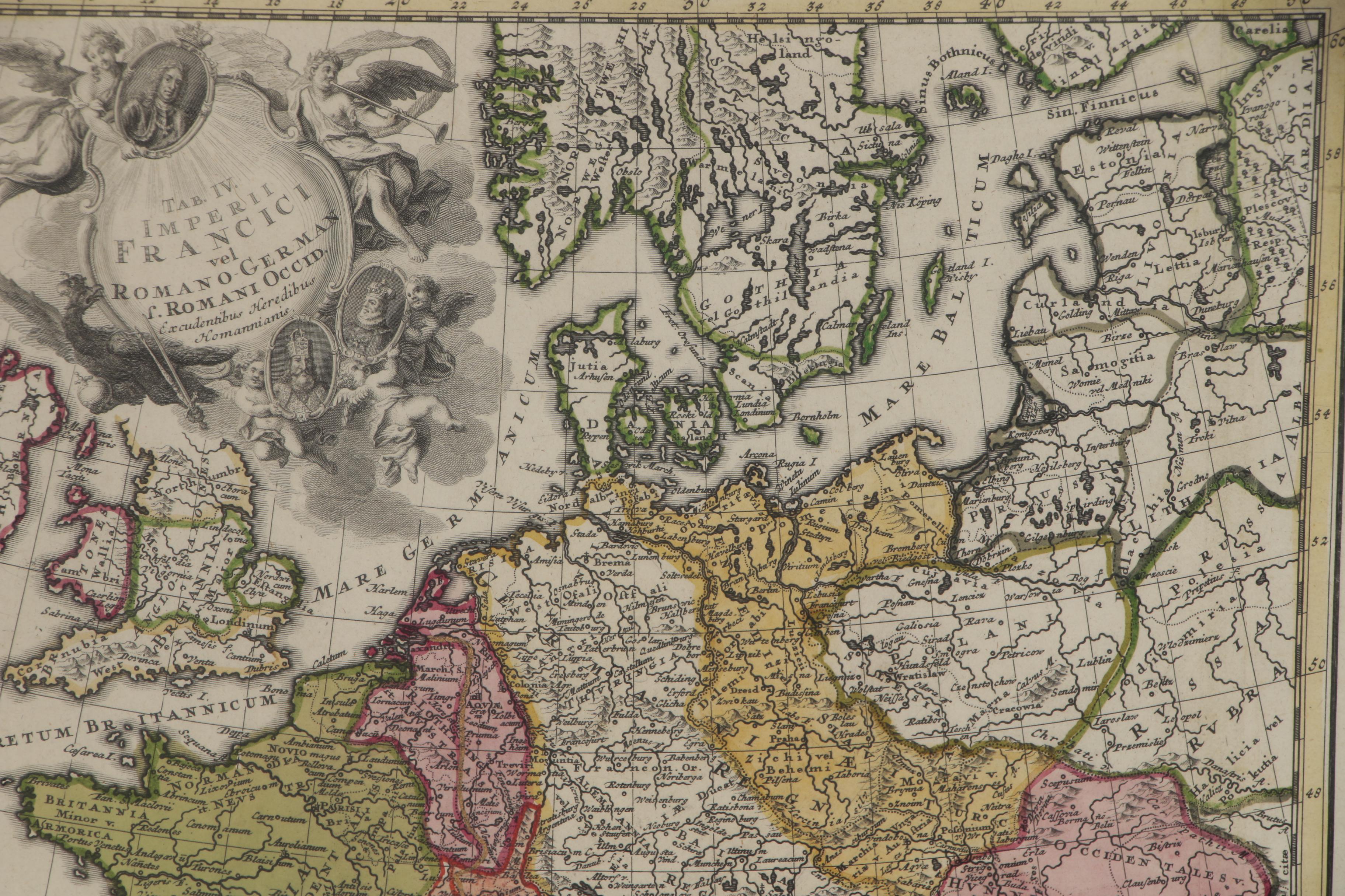 Homann Heirs Engraved Map of Holy Roman Empire under Charles V, circa ...