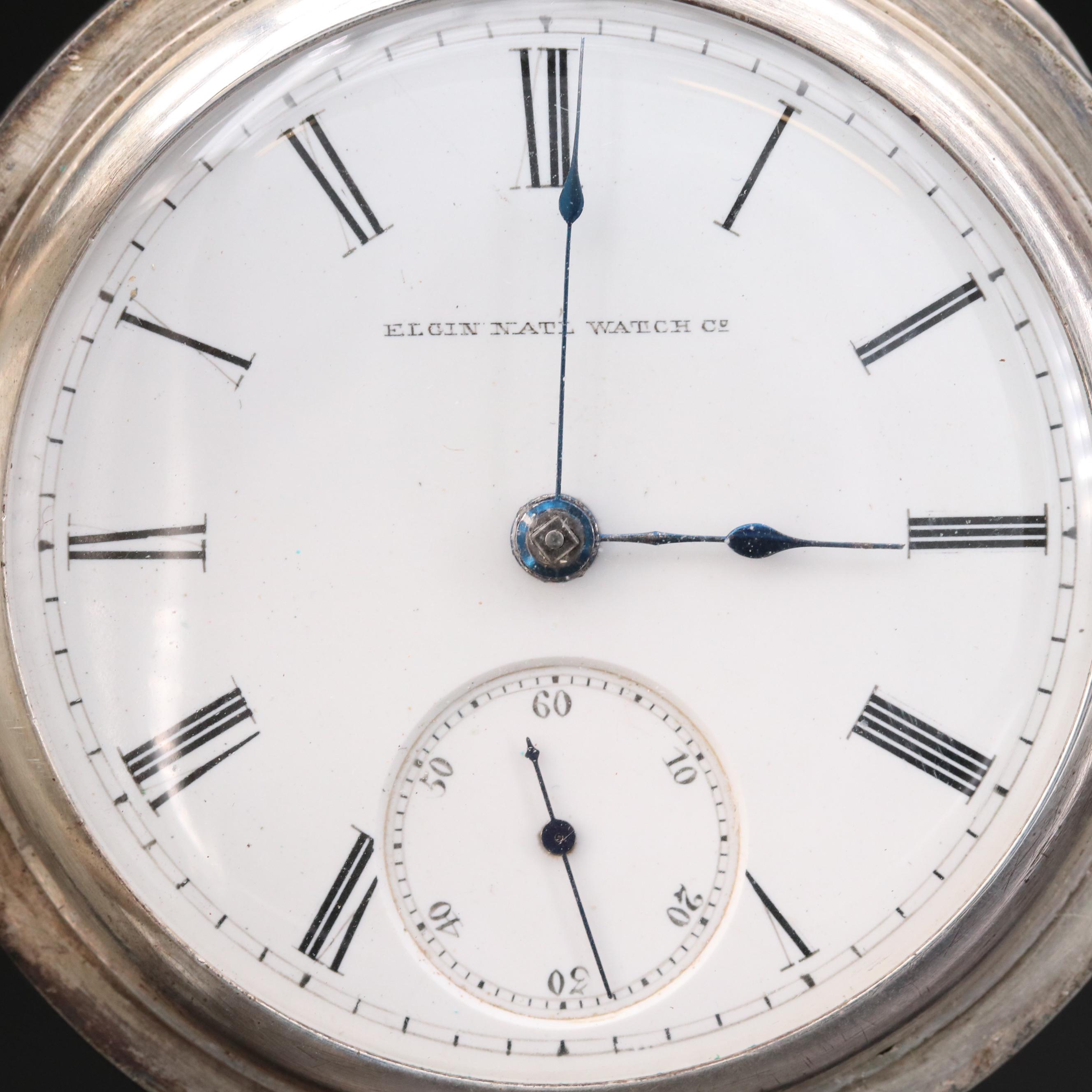 Antique Elgin National Watch Co. Coin Silver Pocket Watch, 1882 EBTH
