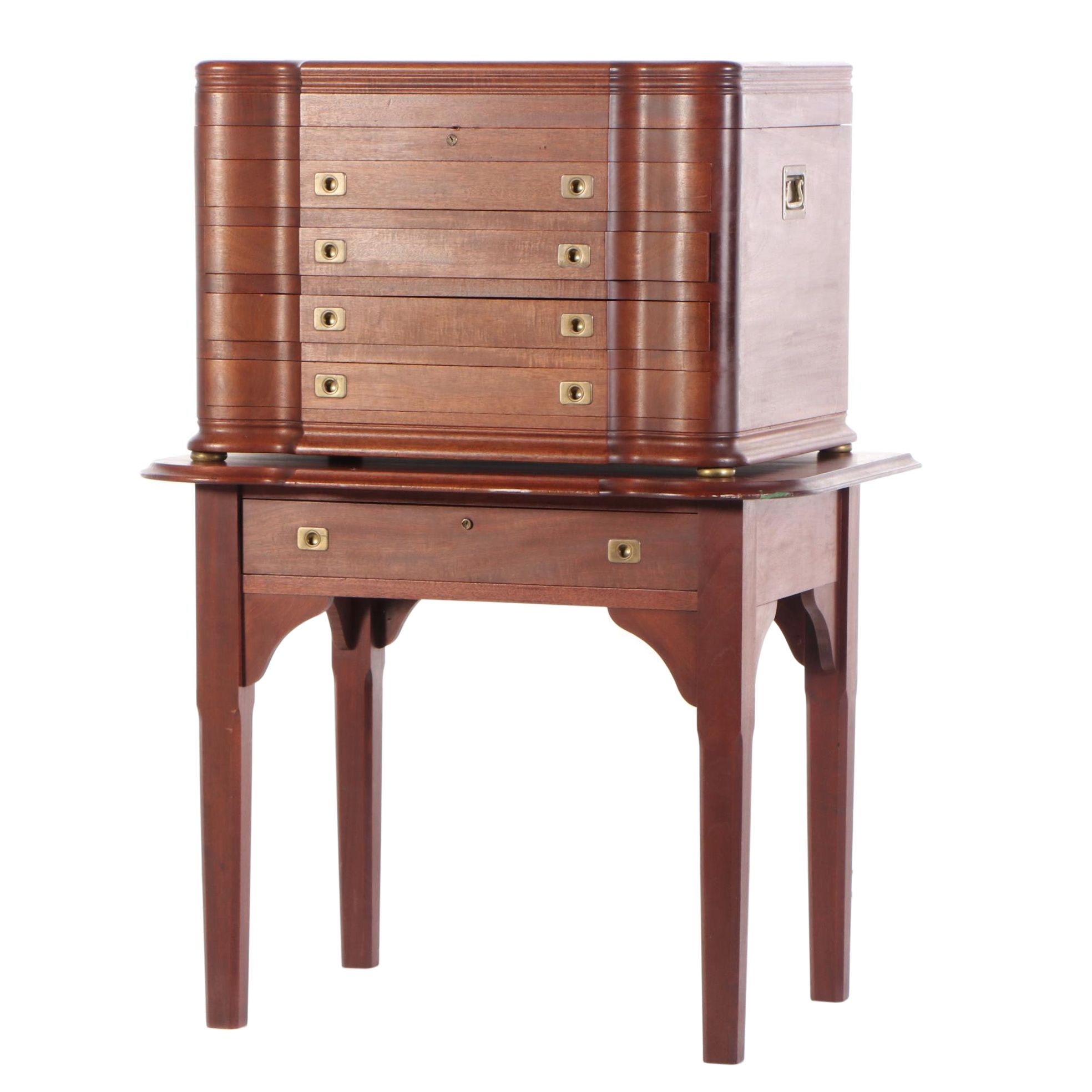 Reed & Barton Mahogany 2Piece Flatware Chest, Early to Mid 20th