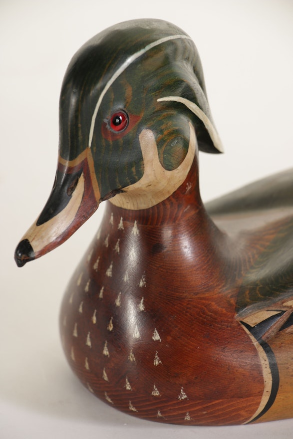 Ducks Unlimited Carved Wooden Duck Decoy by Tom Taber, 1980s | EBTH