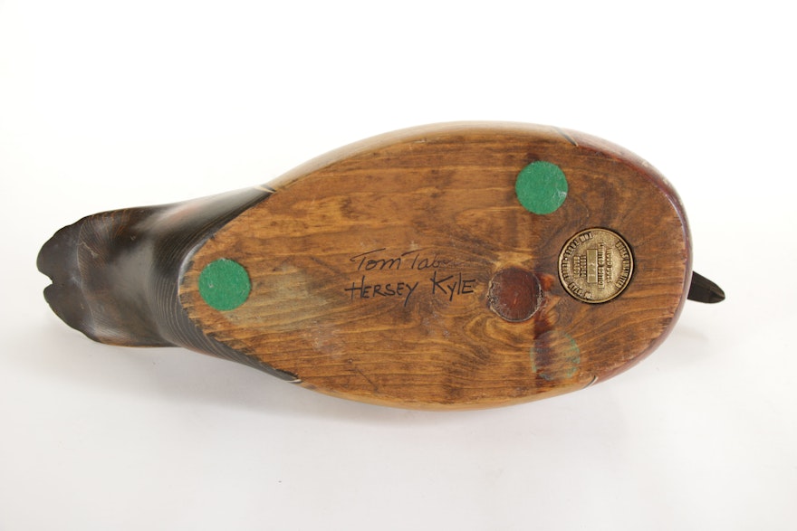 Ducks Unlimited Carved Wooden Duck Decoy by Tom Taber, 1980s | EBTH
