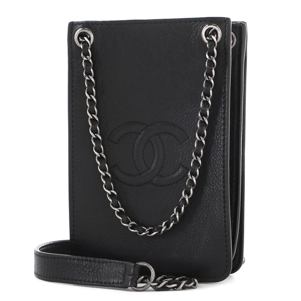 Chanel Black Leather CC Phone Holder Crossbody Bag | EBTH