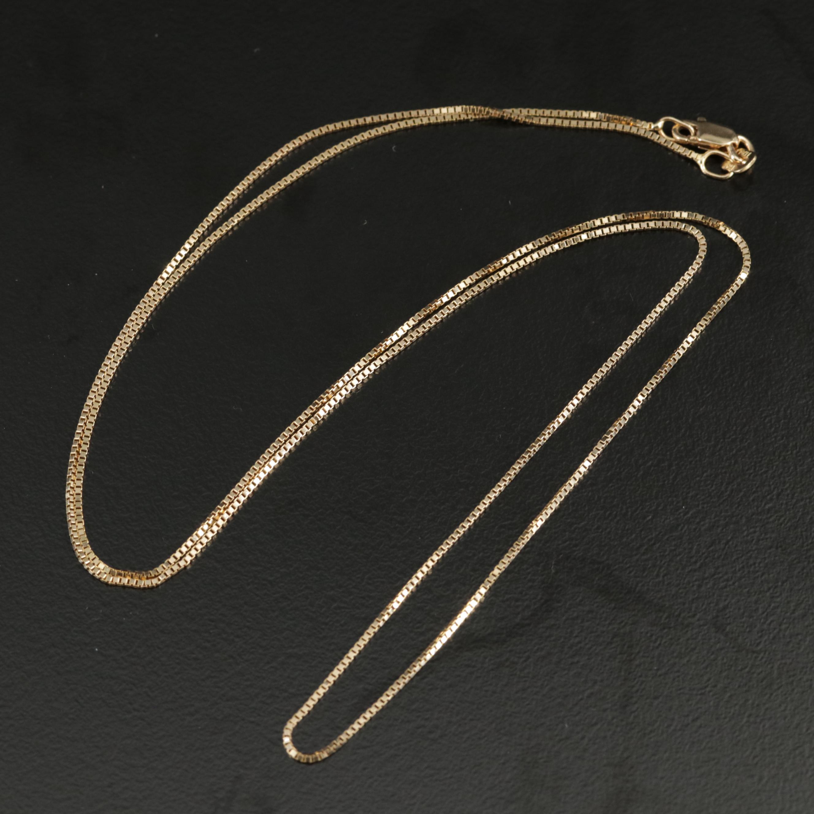14K Yellow Gold Box Chain Necklace EBTH