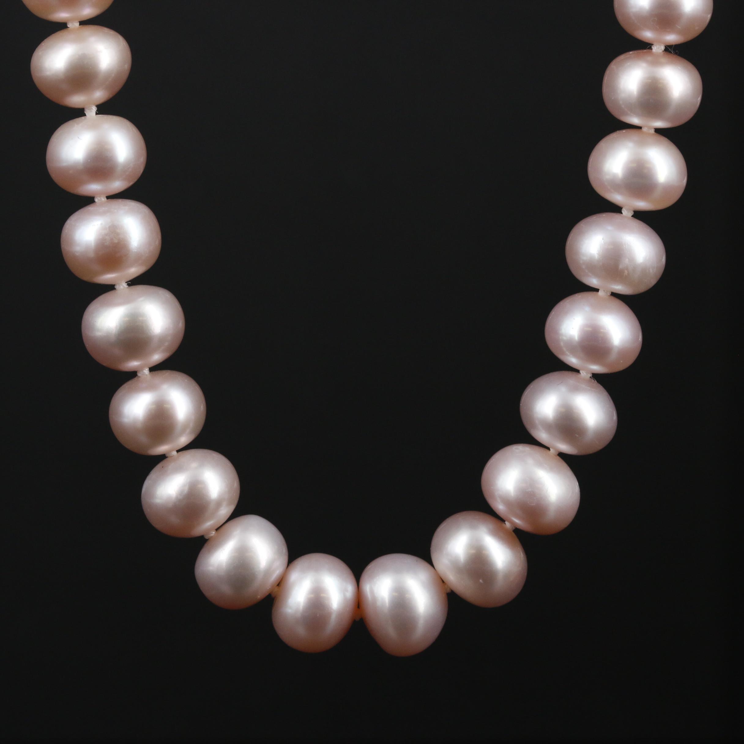 Hand Knotted Pink Cultured Pearl Strand Necklace EBTH