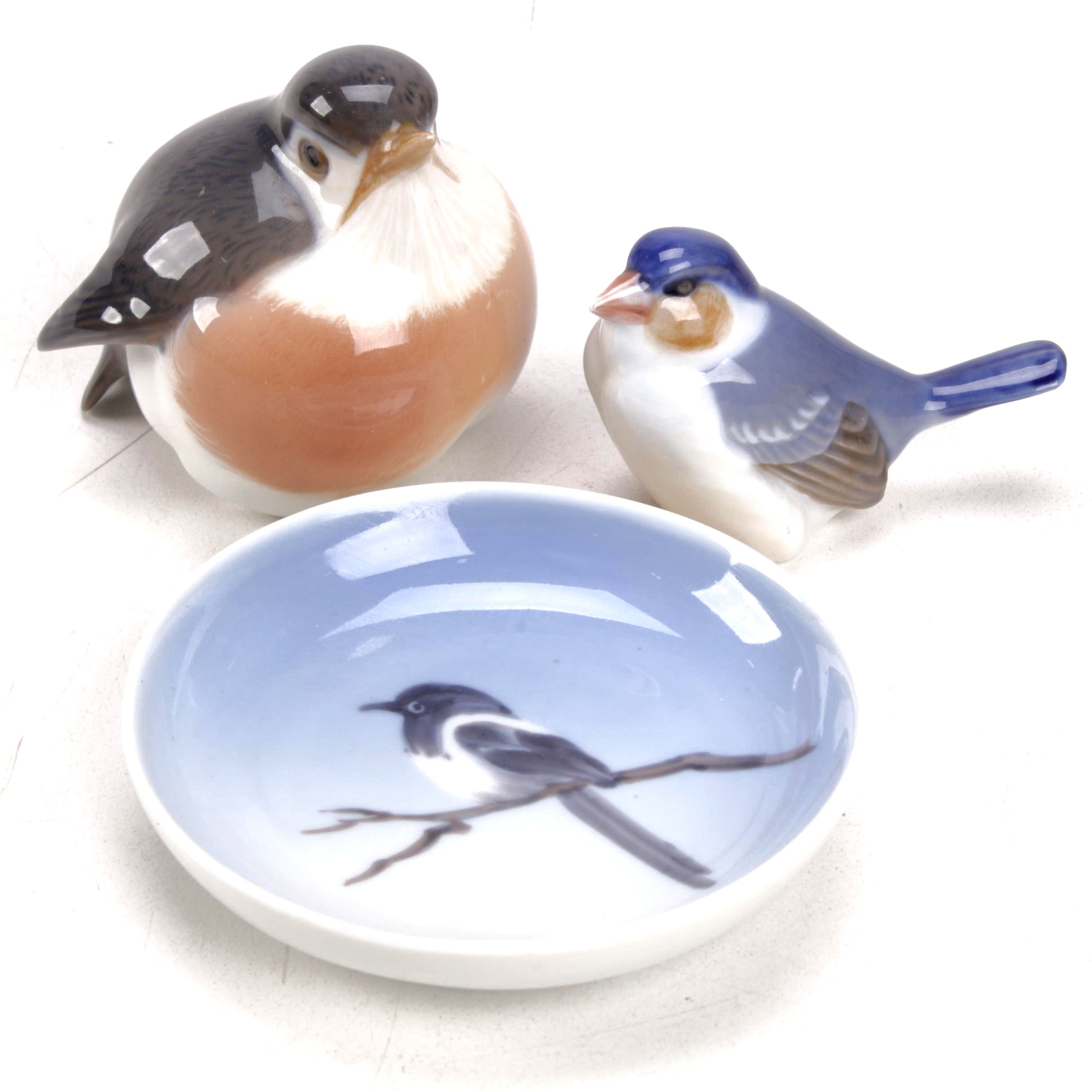 Royal Copenhagen HandPainted Bird Figurines and DanishPainted Dish EBTH