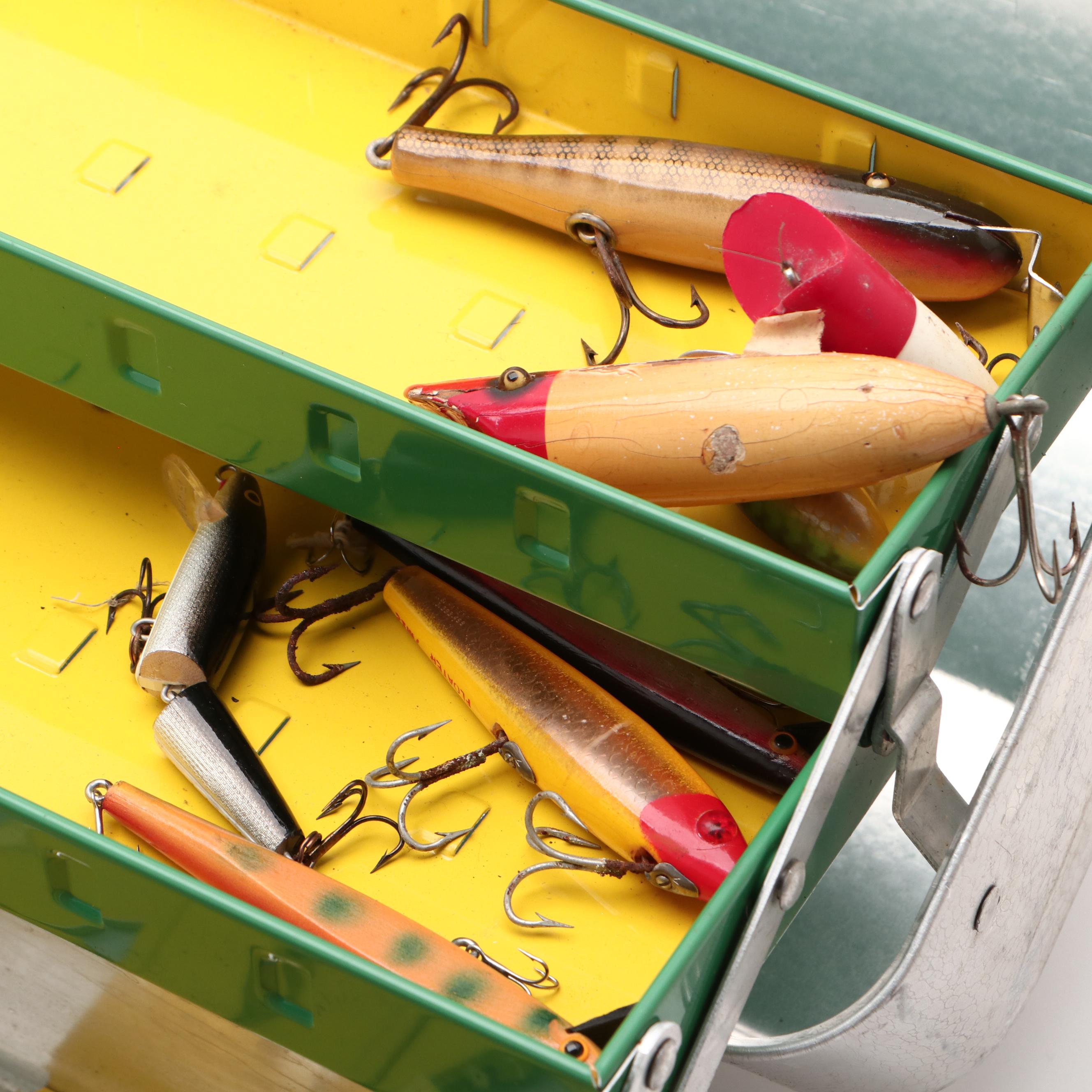 My Buddy Fishing Tackle Storage Box with Assorted Lures, Mid20th