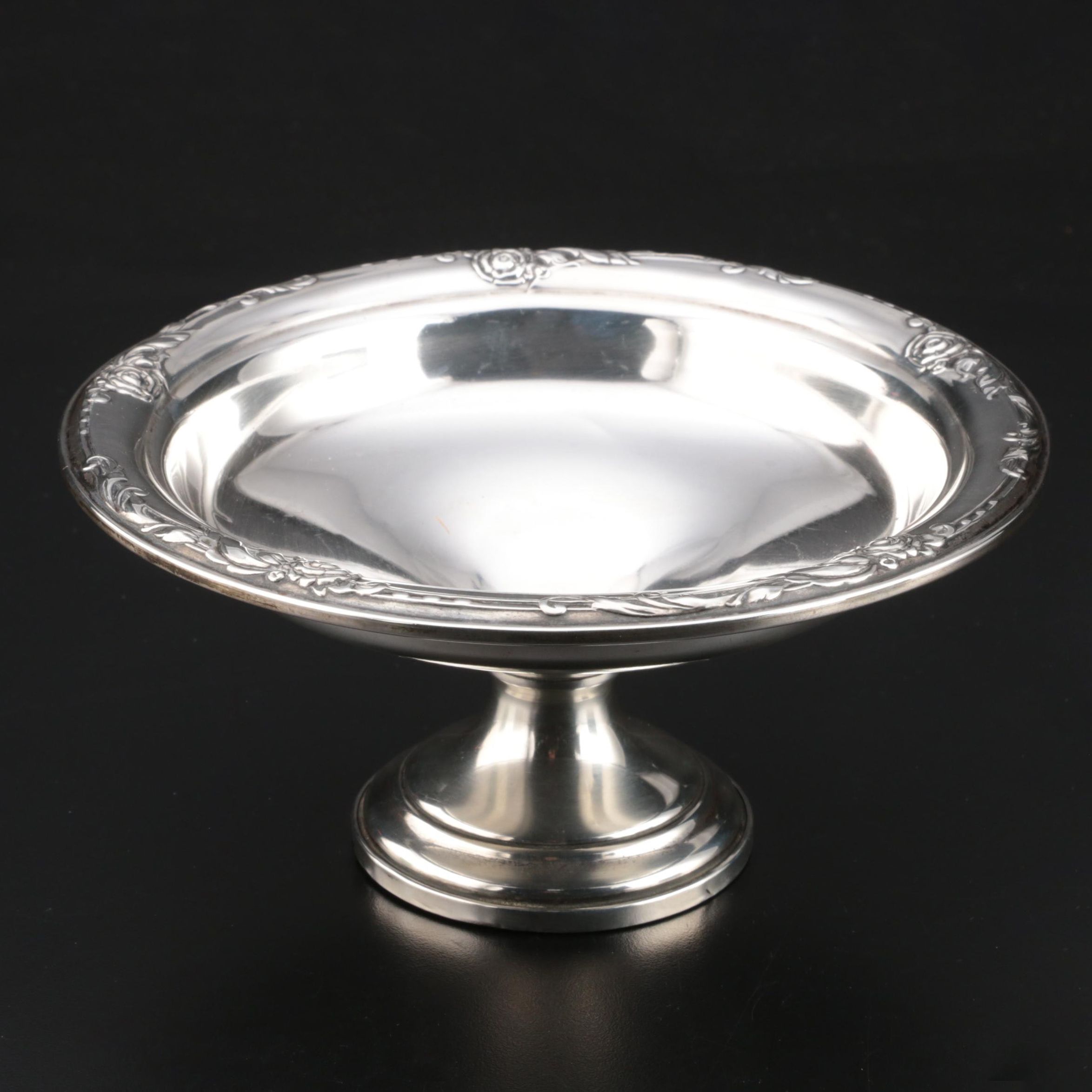 Heirloom "Damask Rose" Weighted Sterling Silver Compote, MidCentury EBTH