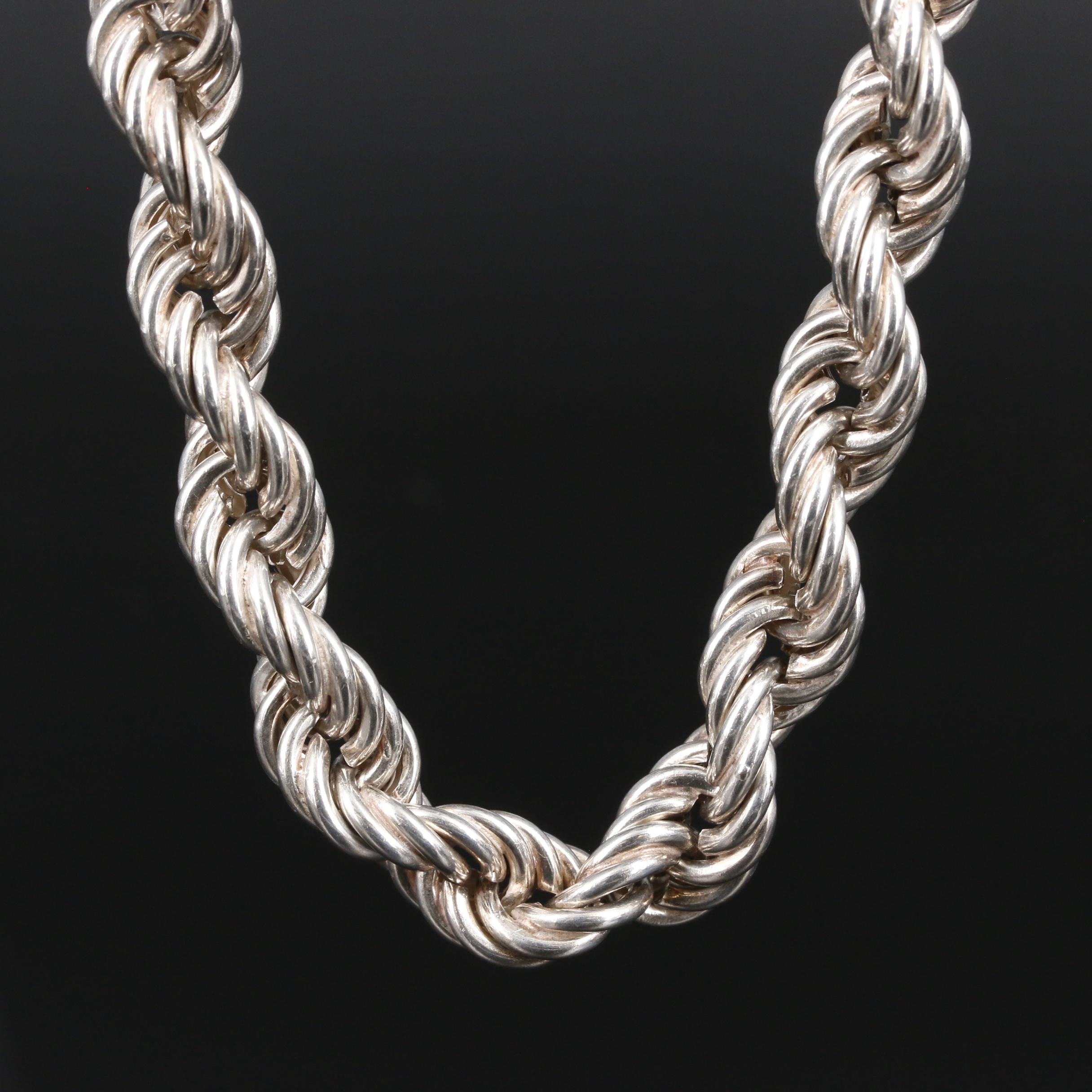 Sterling Silver Rope Chain Necklace | EBTH