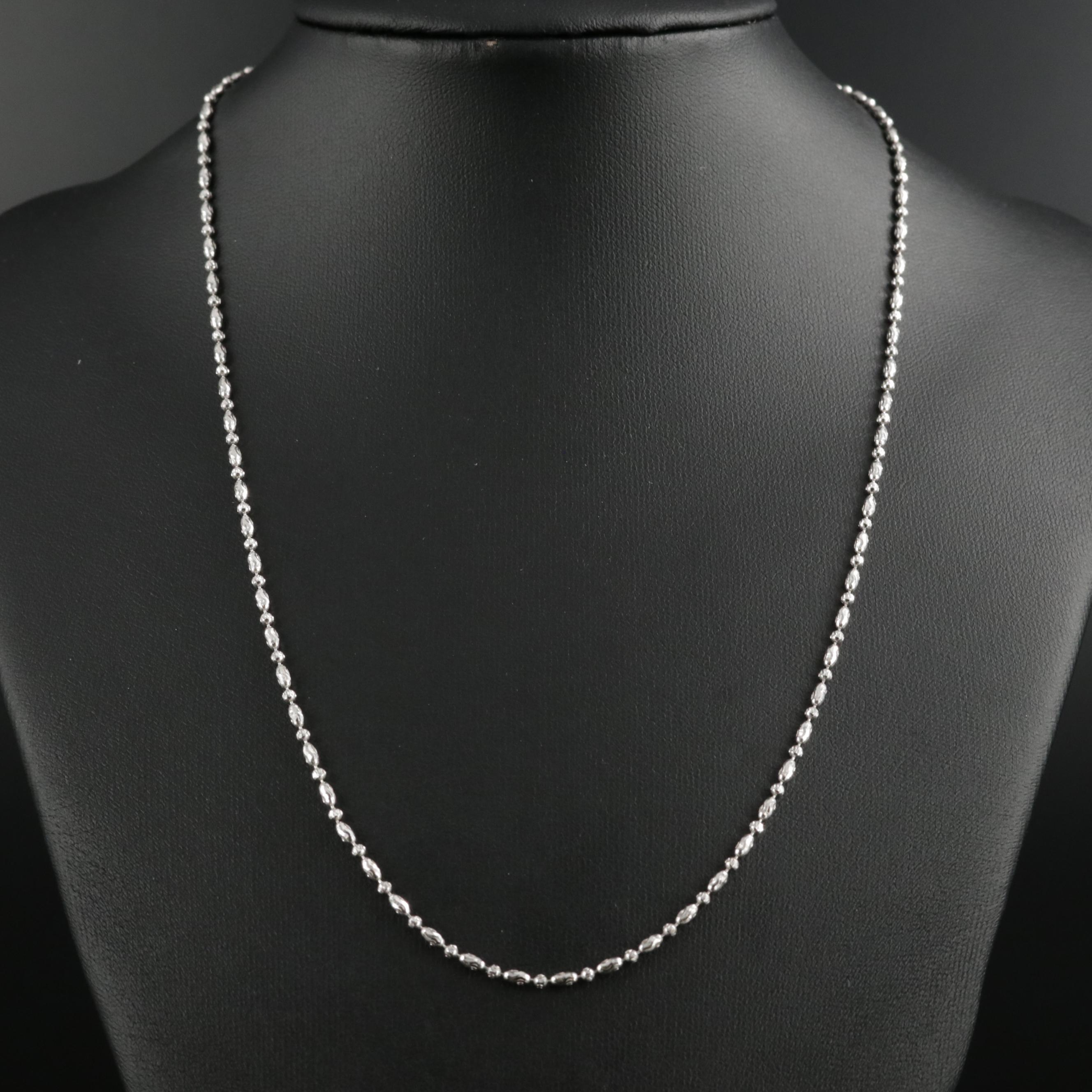 14K White Gold Fancy Ball Chain Necklace EBTH