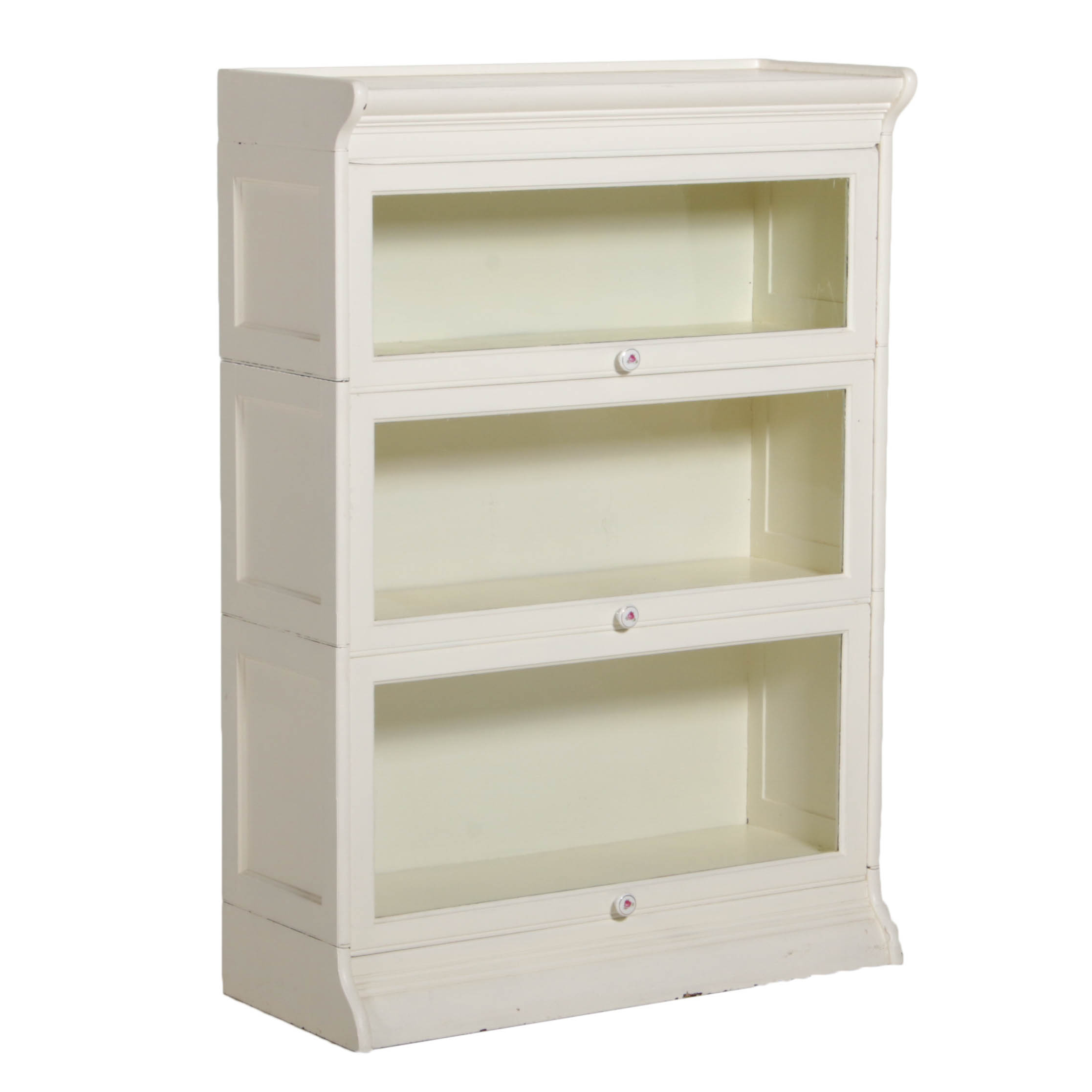 White Painted Barrister Bookcase With Porcelain Painted Pulls EBTH