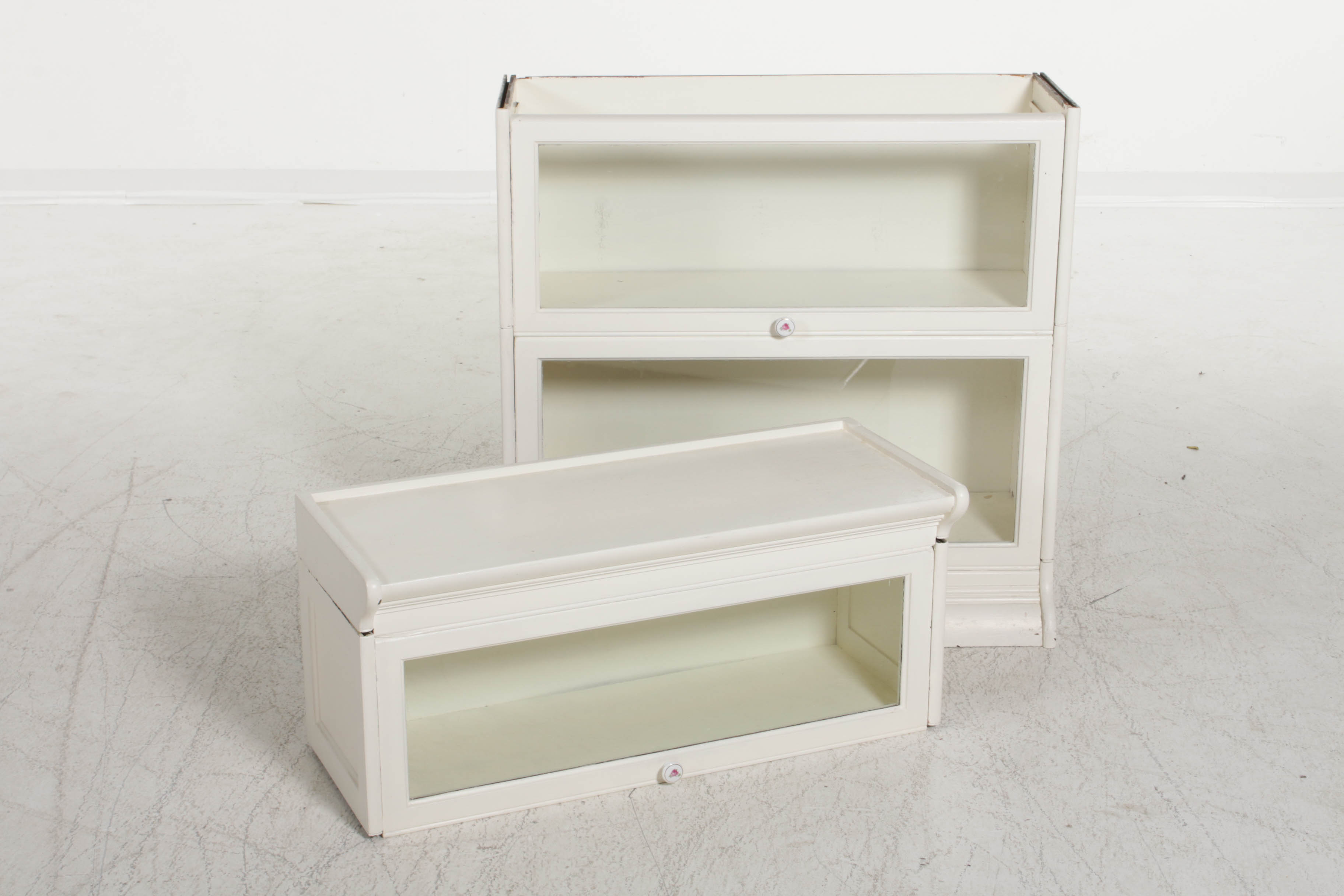 White Painted Barrister Bookcase With Porcelain Painted Pulls EBTH