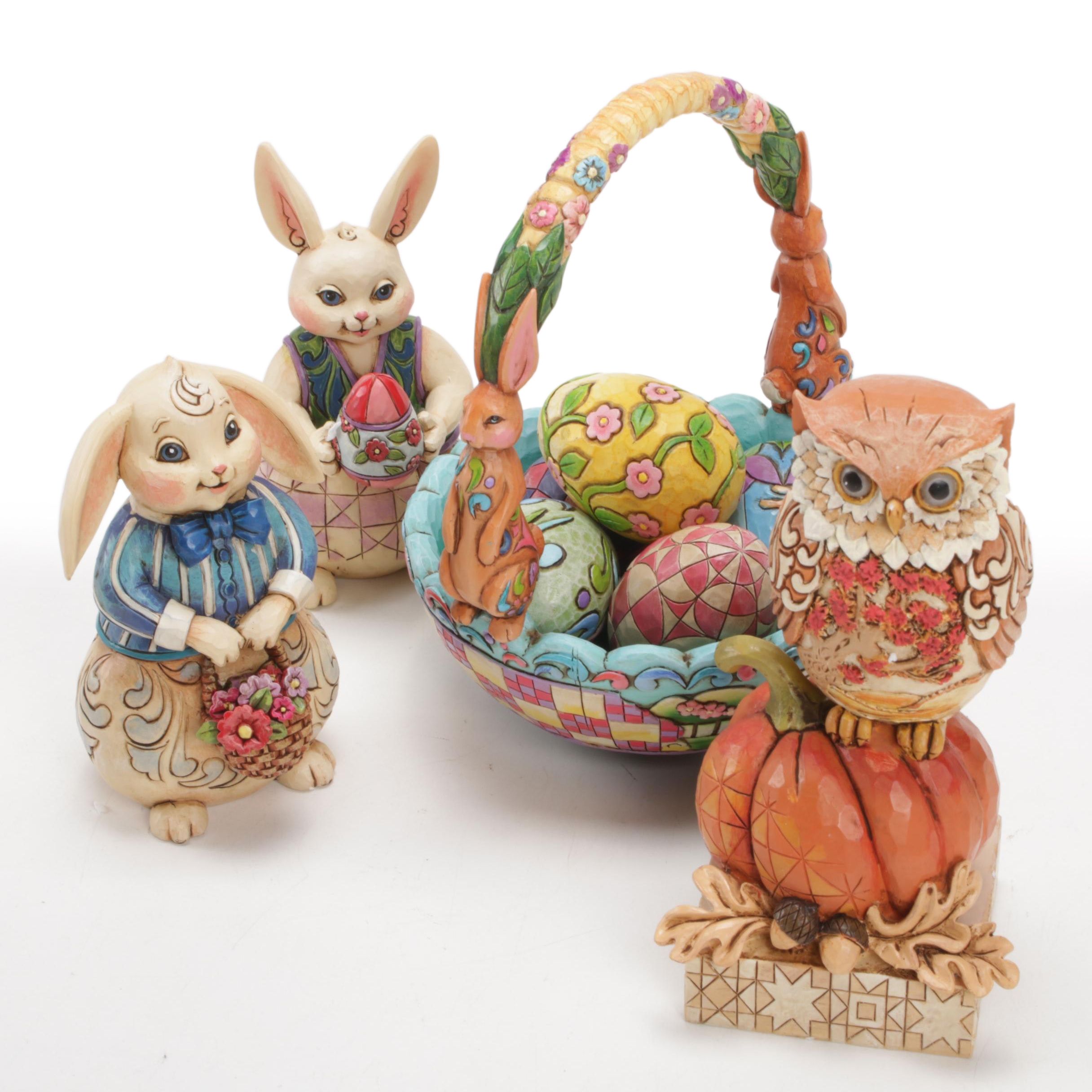 Jim Shore Heartwood Creek Resin Easter And Thanksgiving Figurines Ebth