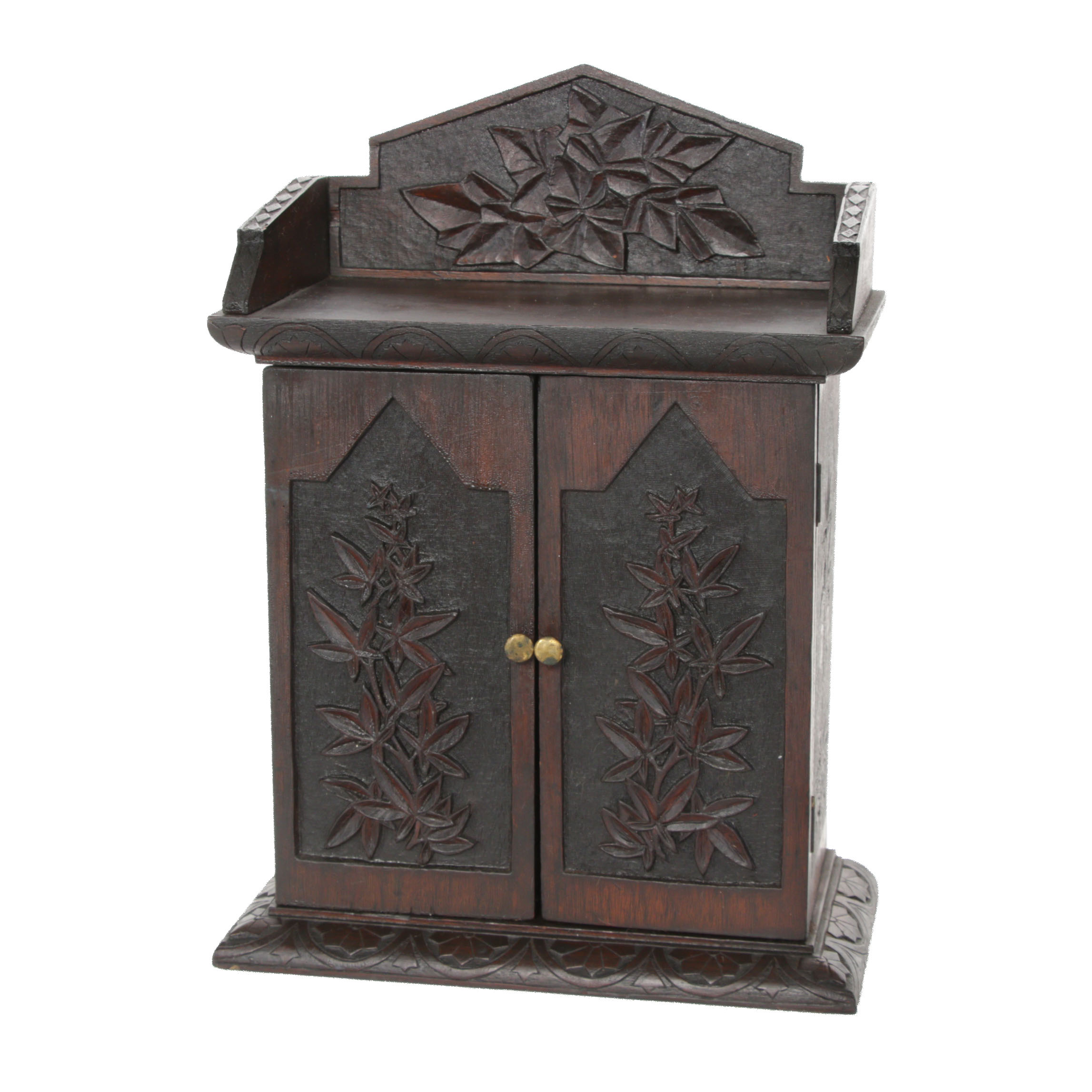 Cincinnati Art Carved Mixed Wood Smoking or Pipe Cabinet 