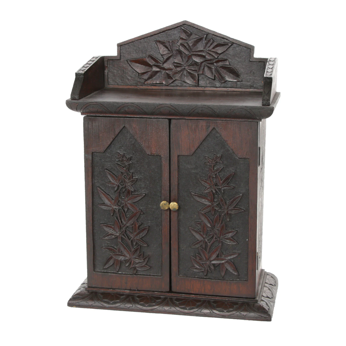 Cincinnati Art Carved Mixed Wood Smoking or Pipe Cabinet Cincinnati Art Carved Mixed Wood Smoking or Pipe Cabinet