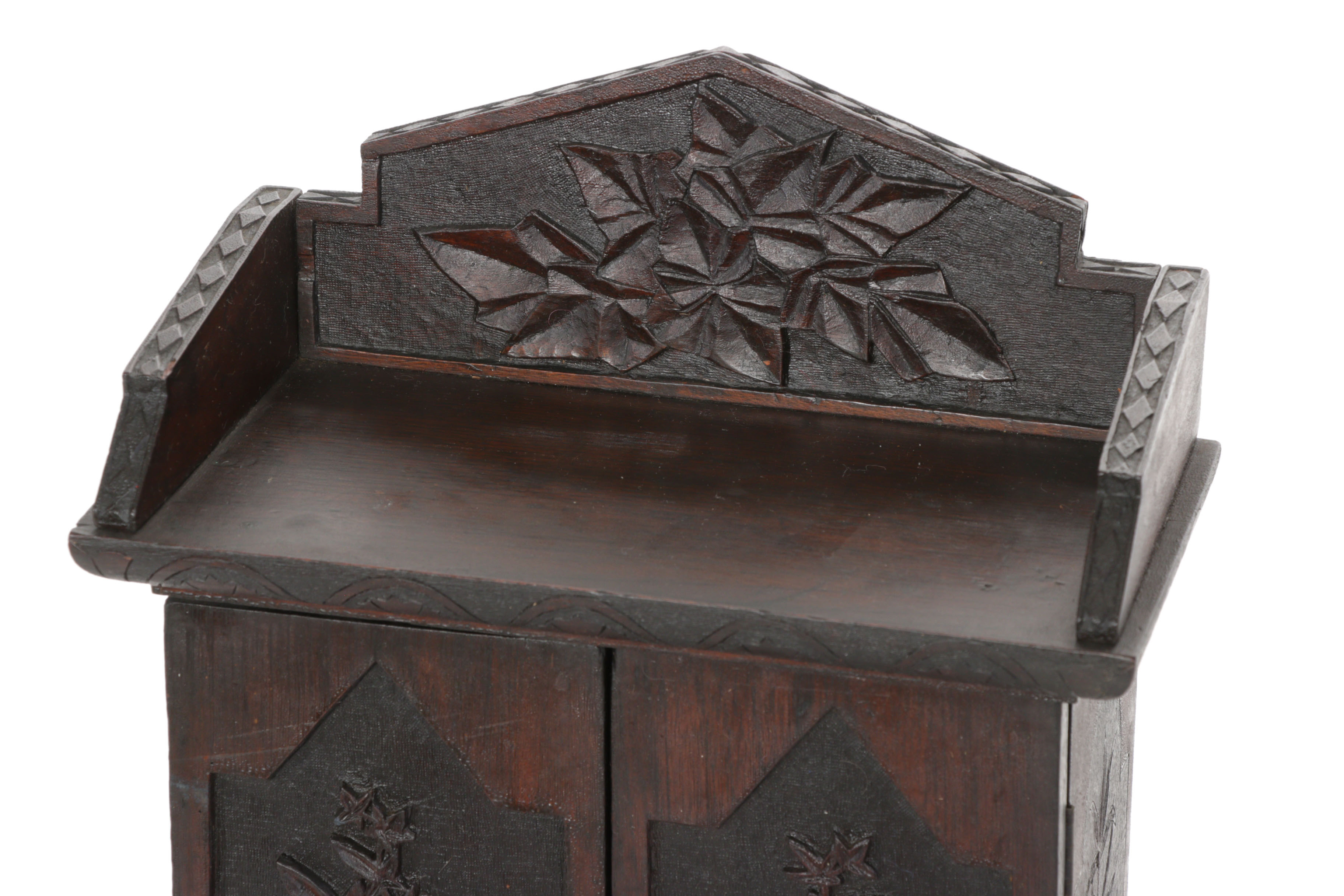 Cincinnati Art Carved Mixed Wood Smoking or Pipe Cabinet 