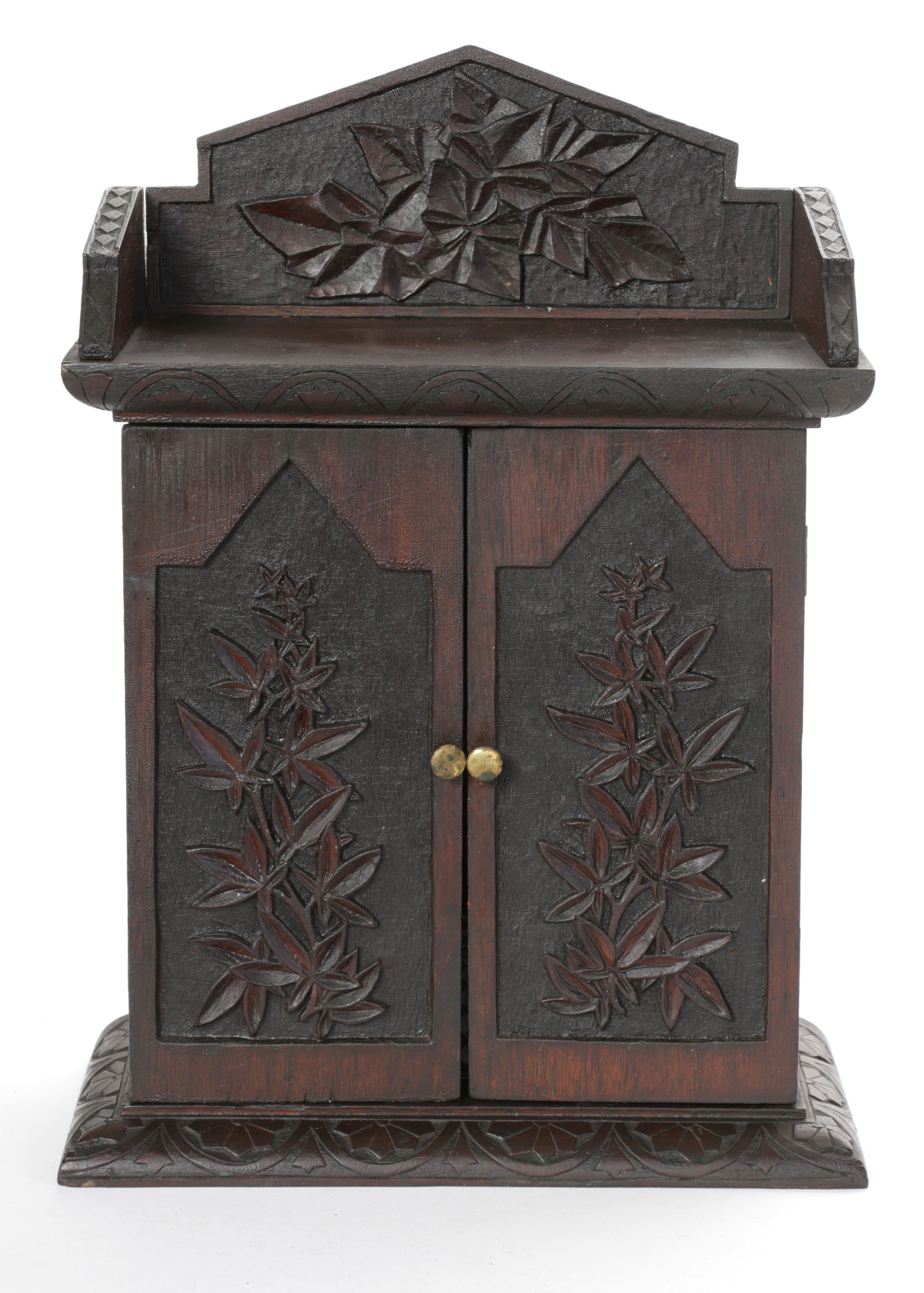 Cincinnati Art Carved Mixed Wood Smoking or Pipe Cabinet 