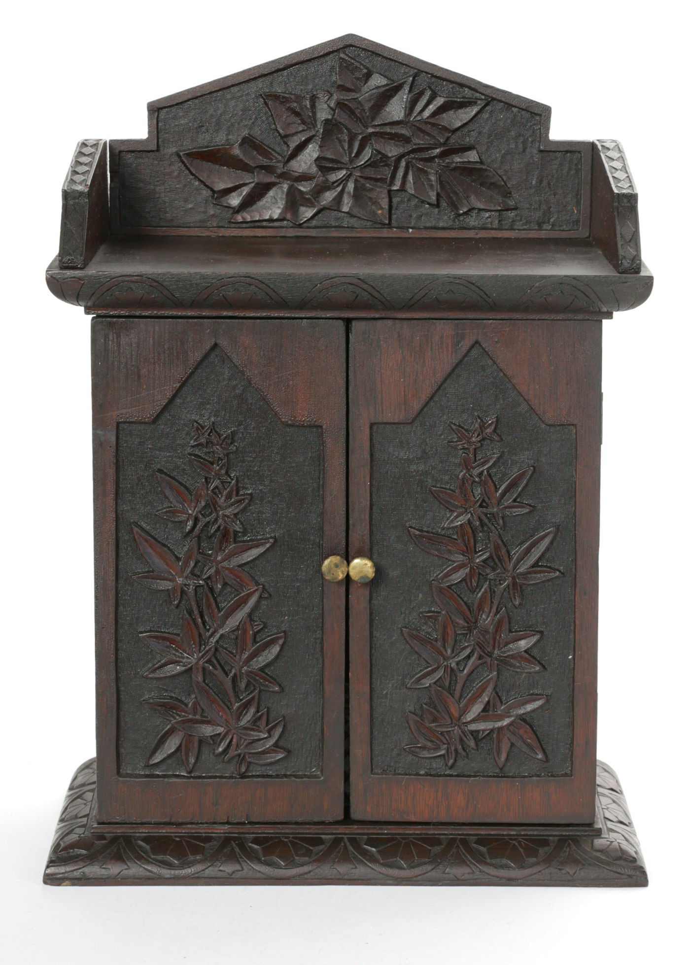 Cincinnati Art Carved Mixed Wood Smoking or Pipe Cabinet 
