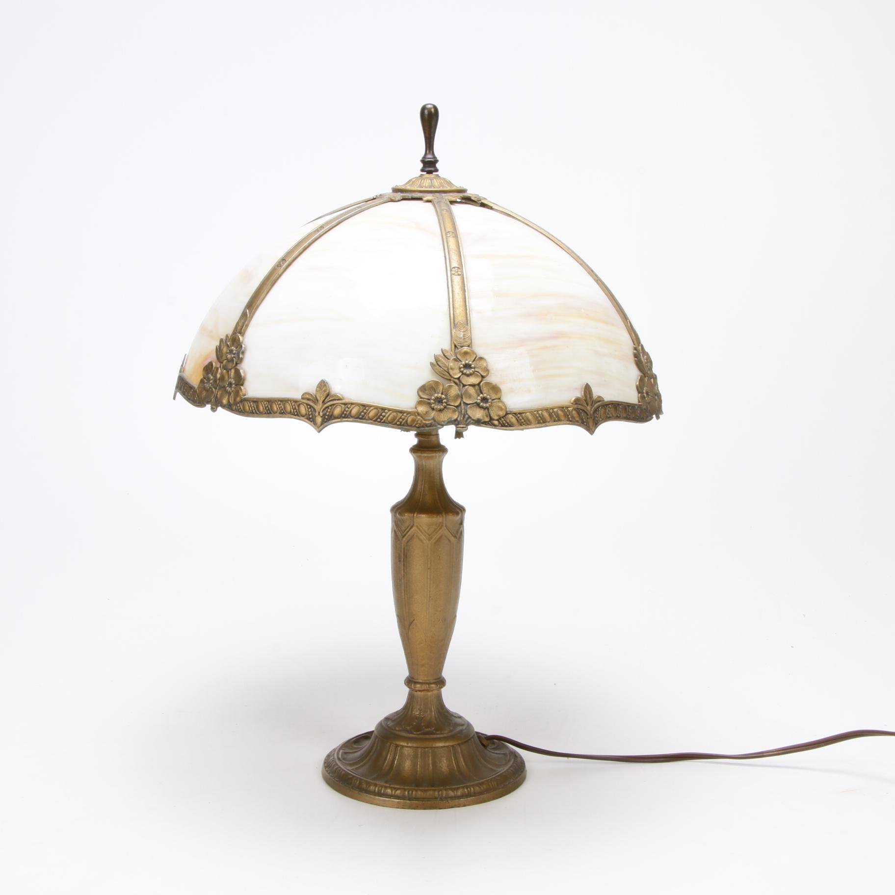 H.E. Rainaud Art Nouveau Slag Glass Table Lamp, Early 20th Century | EBTH