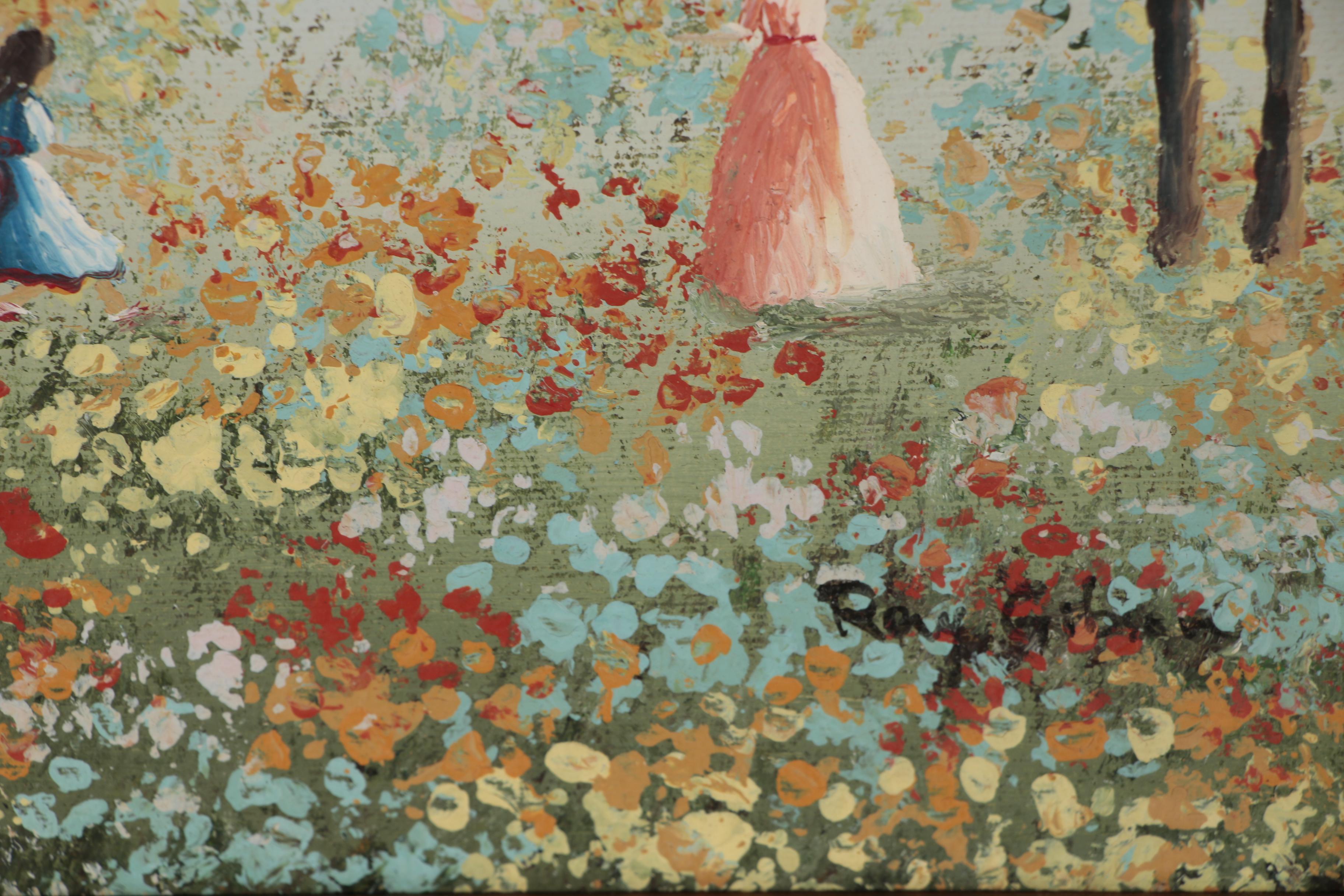 Ray Gibson Impressionist Style Oil Painting of Figures at Shore EBTH