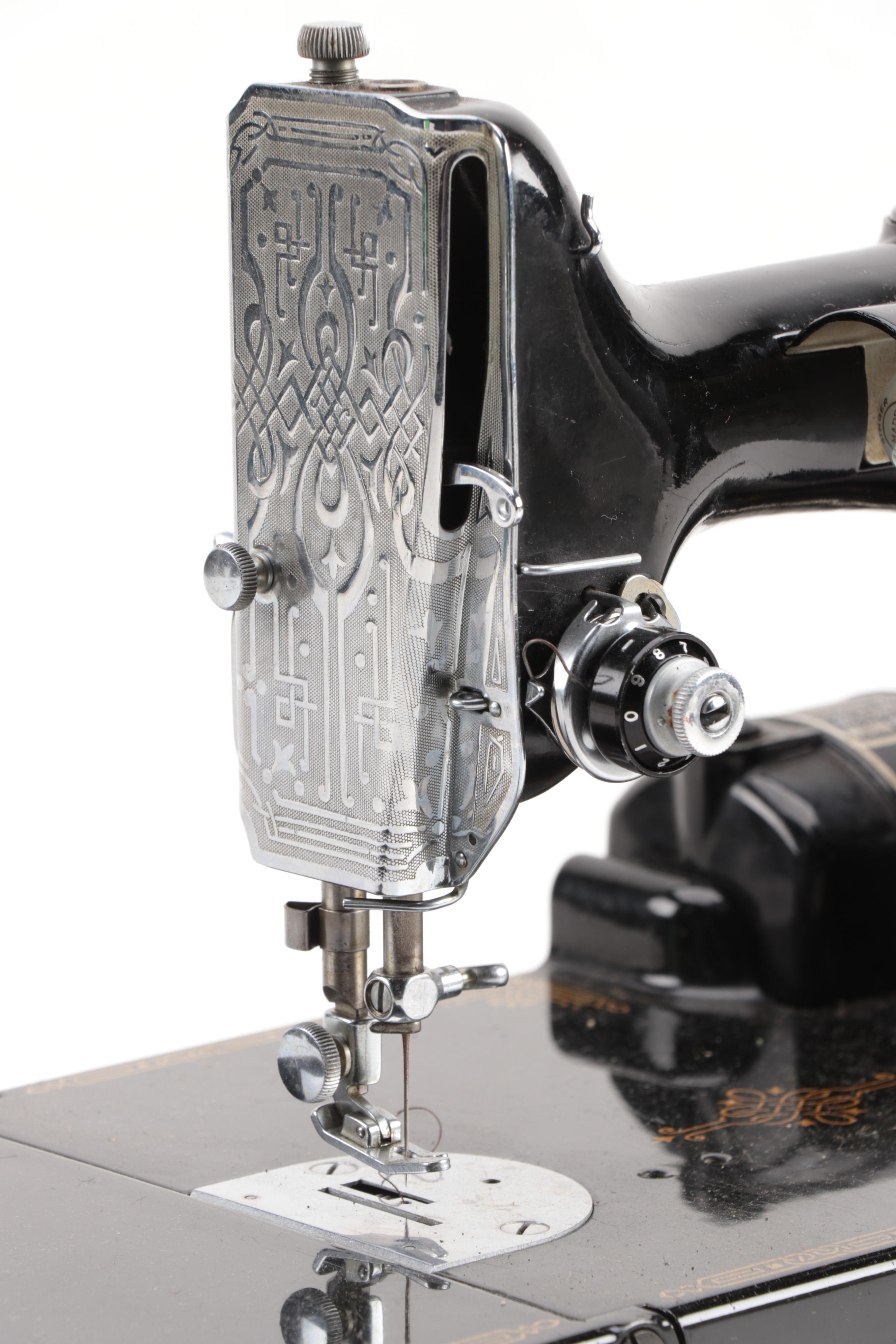 Singer Featherweight Portable Sewing Machine No. 221-1 with Case, circa