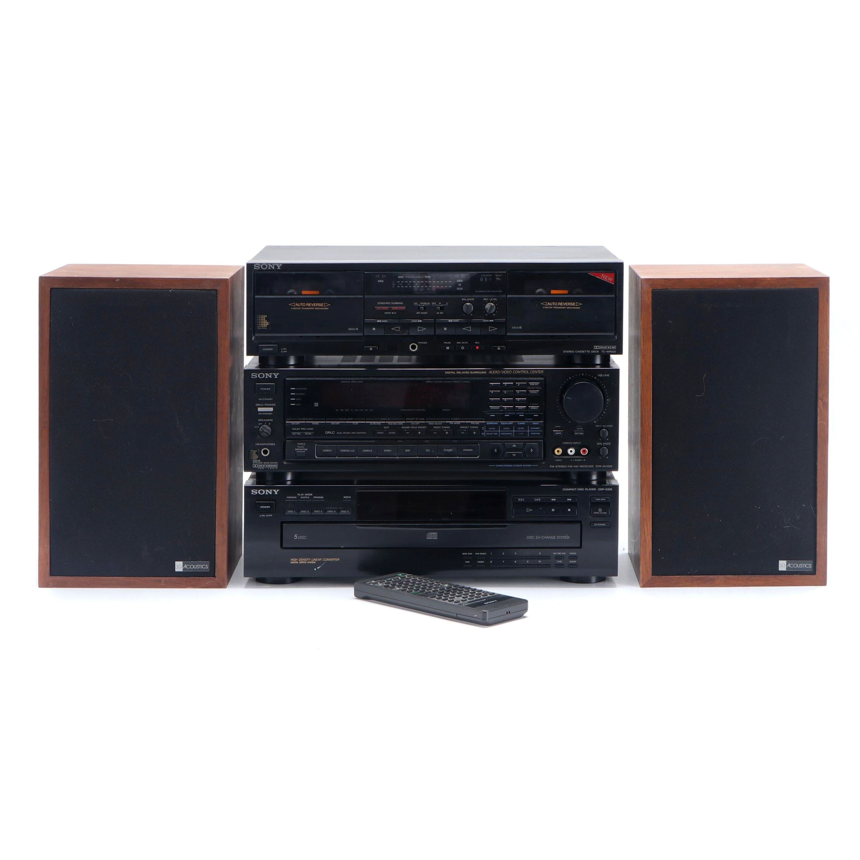 Sony Receiver, Cassette Deck and Disc Player with Speakers EBTH