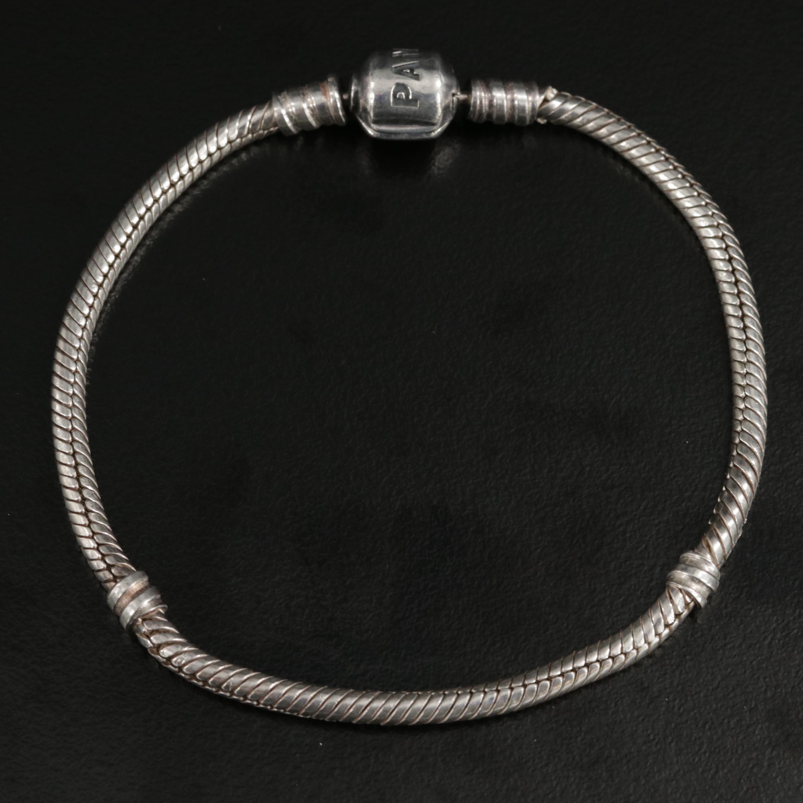 Pandora Sterling Silver Snake Chain Bracelet EBTH