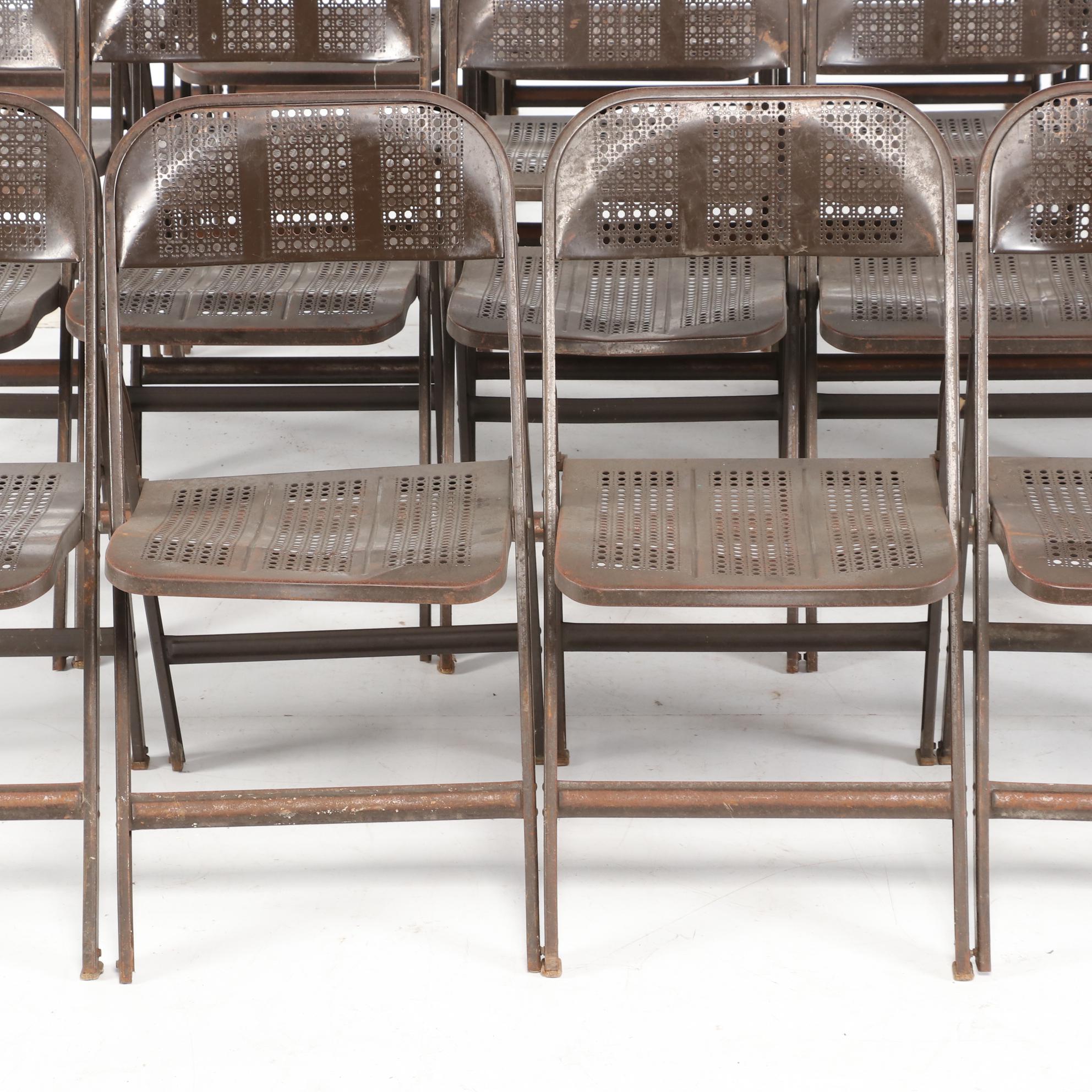 Lyon Aurora, Illinois TwentyFour Folding Metal Chairs, Mid 20th