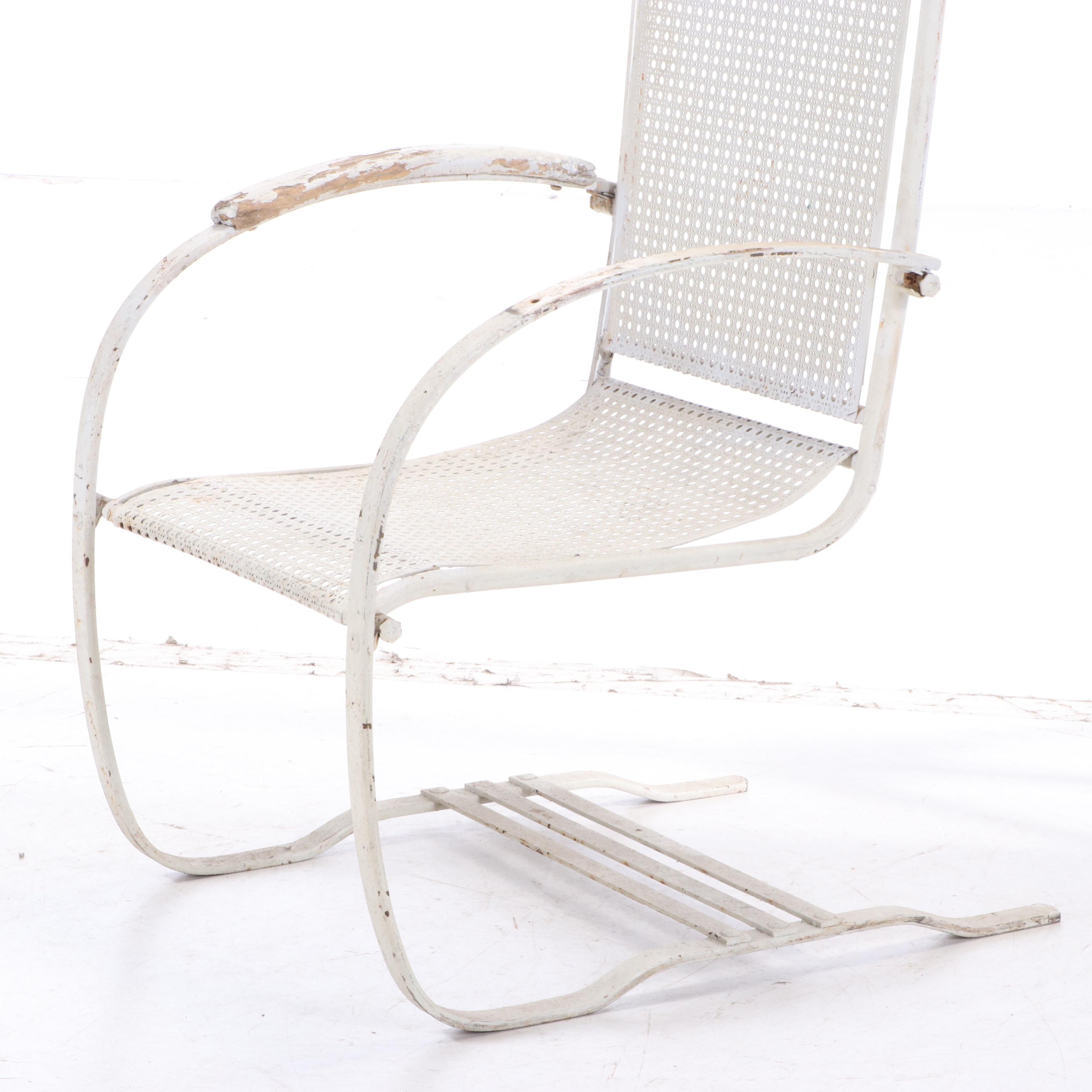 White Painted Cantilever Metal Patio Chair, Mid20th Century EBTH