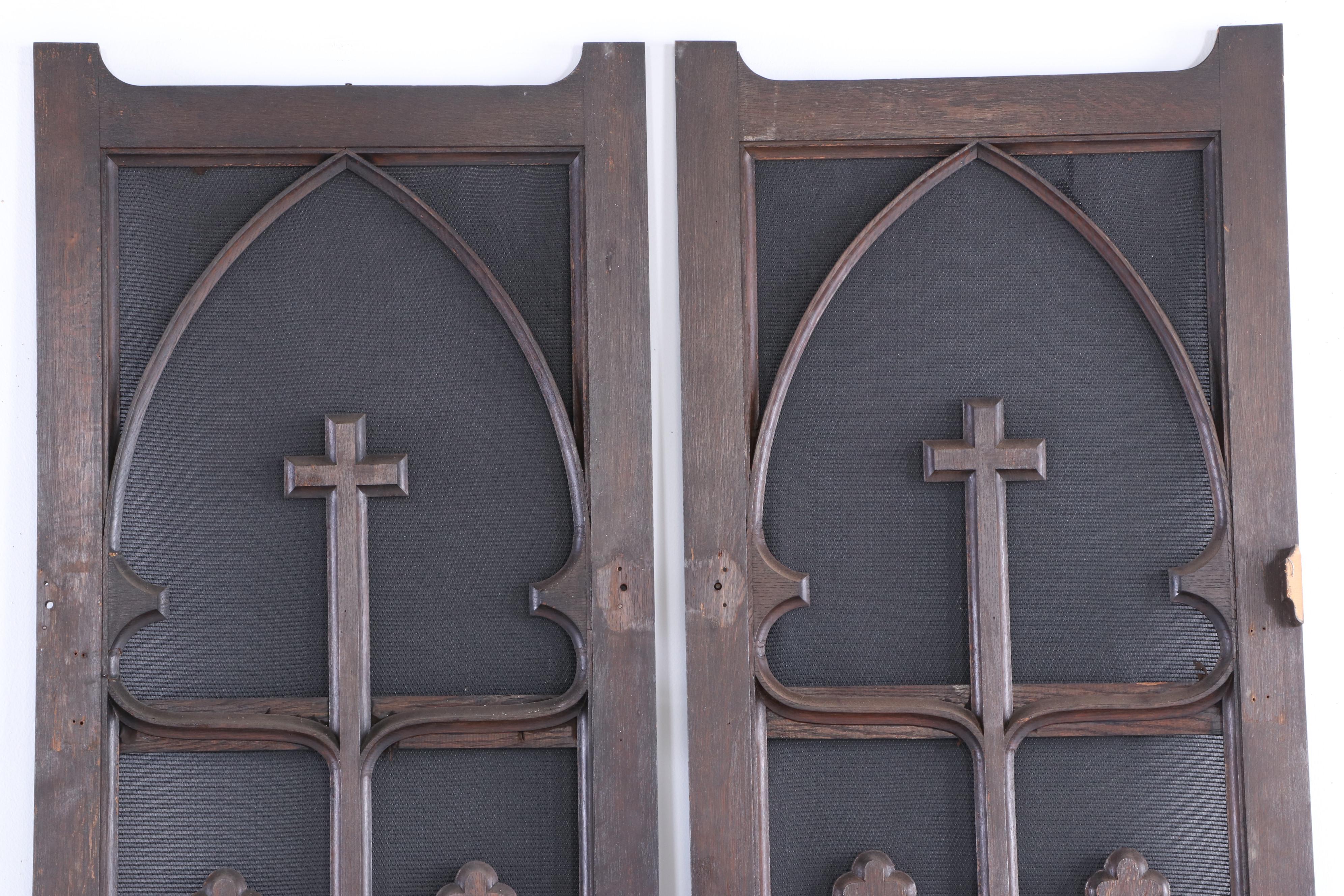 Pair of Carved Oak Confessional Panels | EBTH