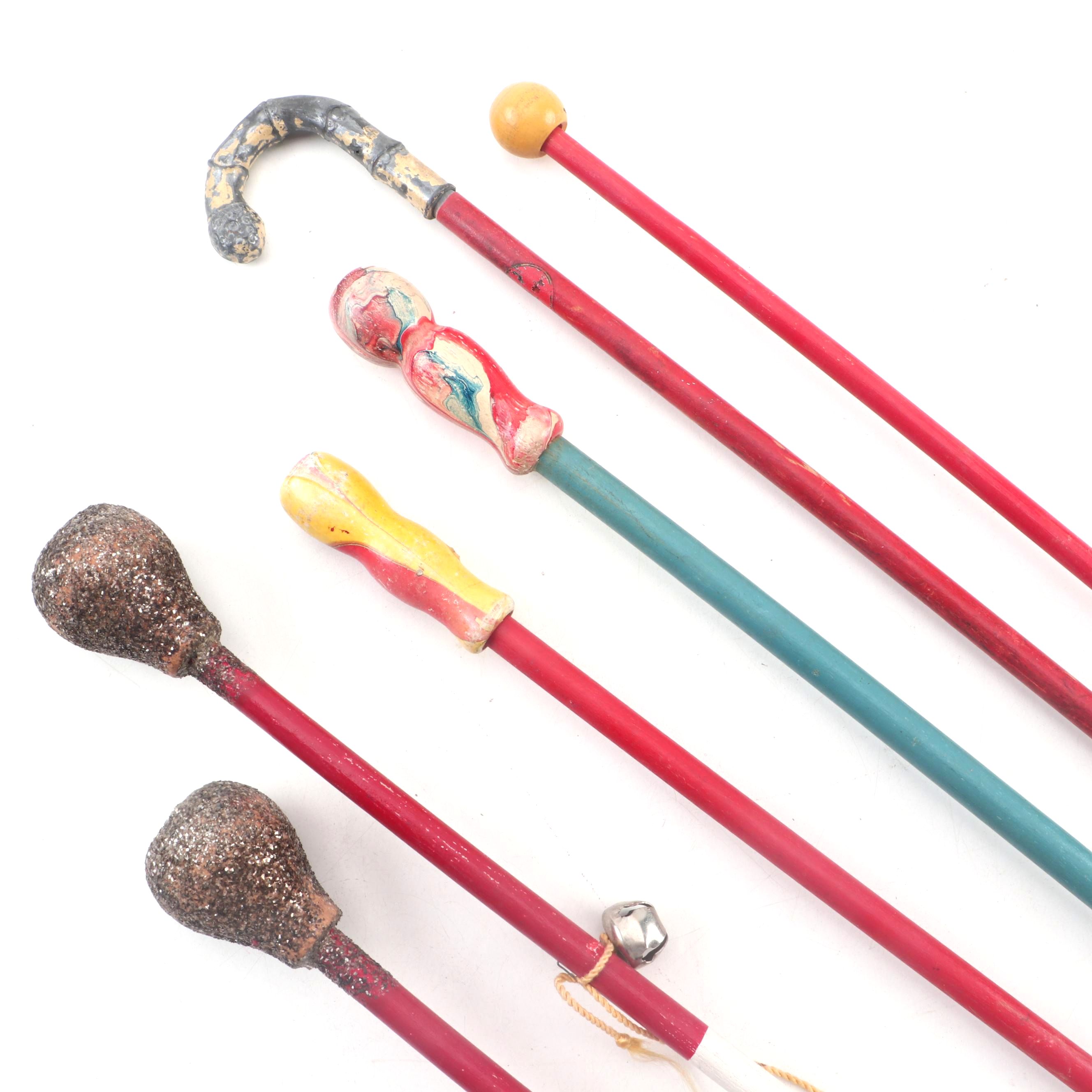 Souvenir Wood Carnival Canes or Majorette Batons, circa 1950s EBTH