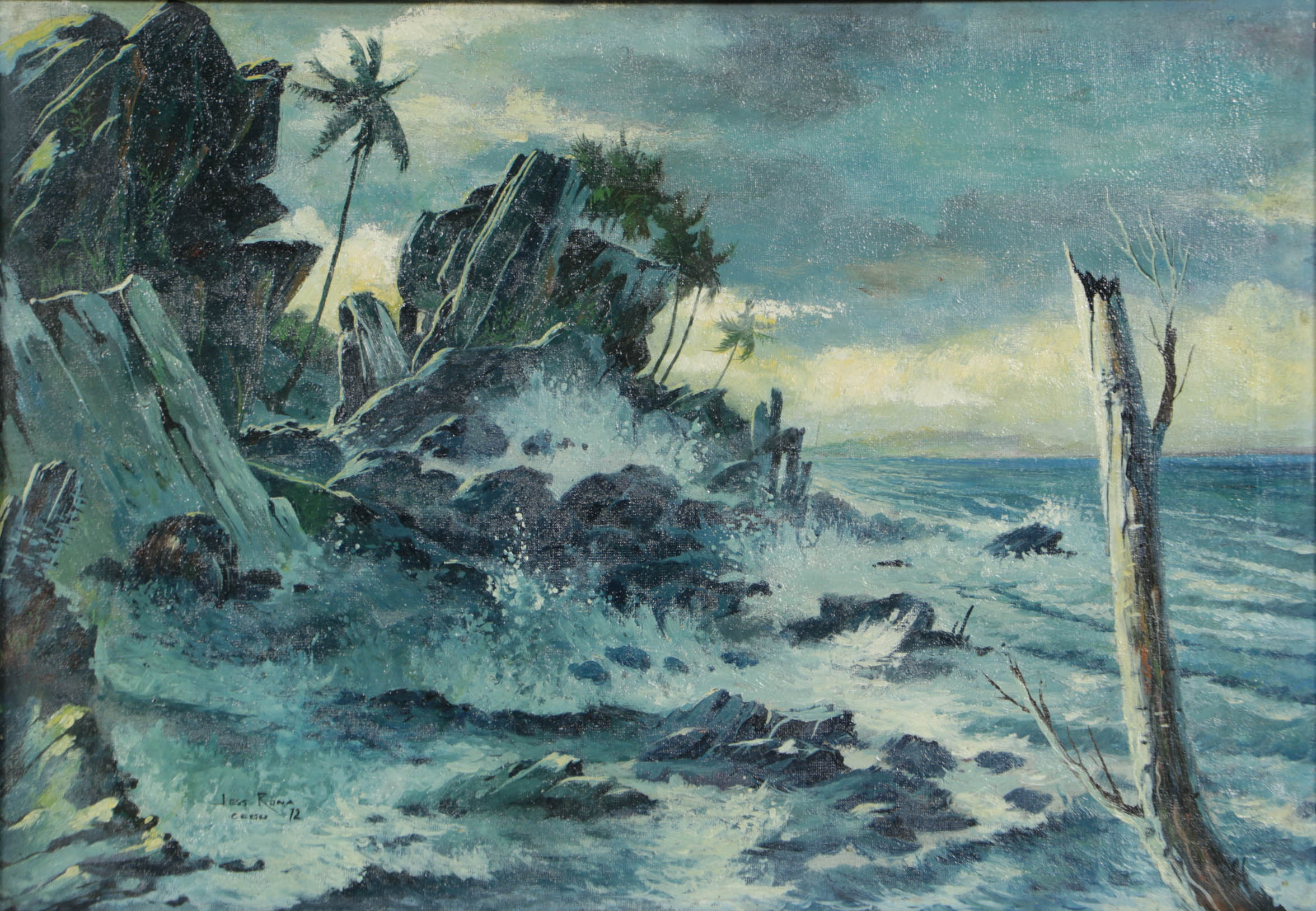 Coastal Scene Oil Painting "Cebu", 1972 EBTH