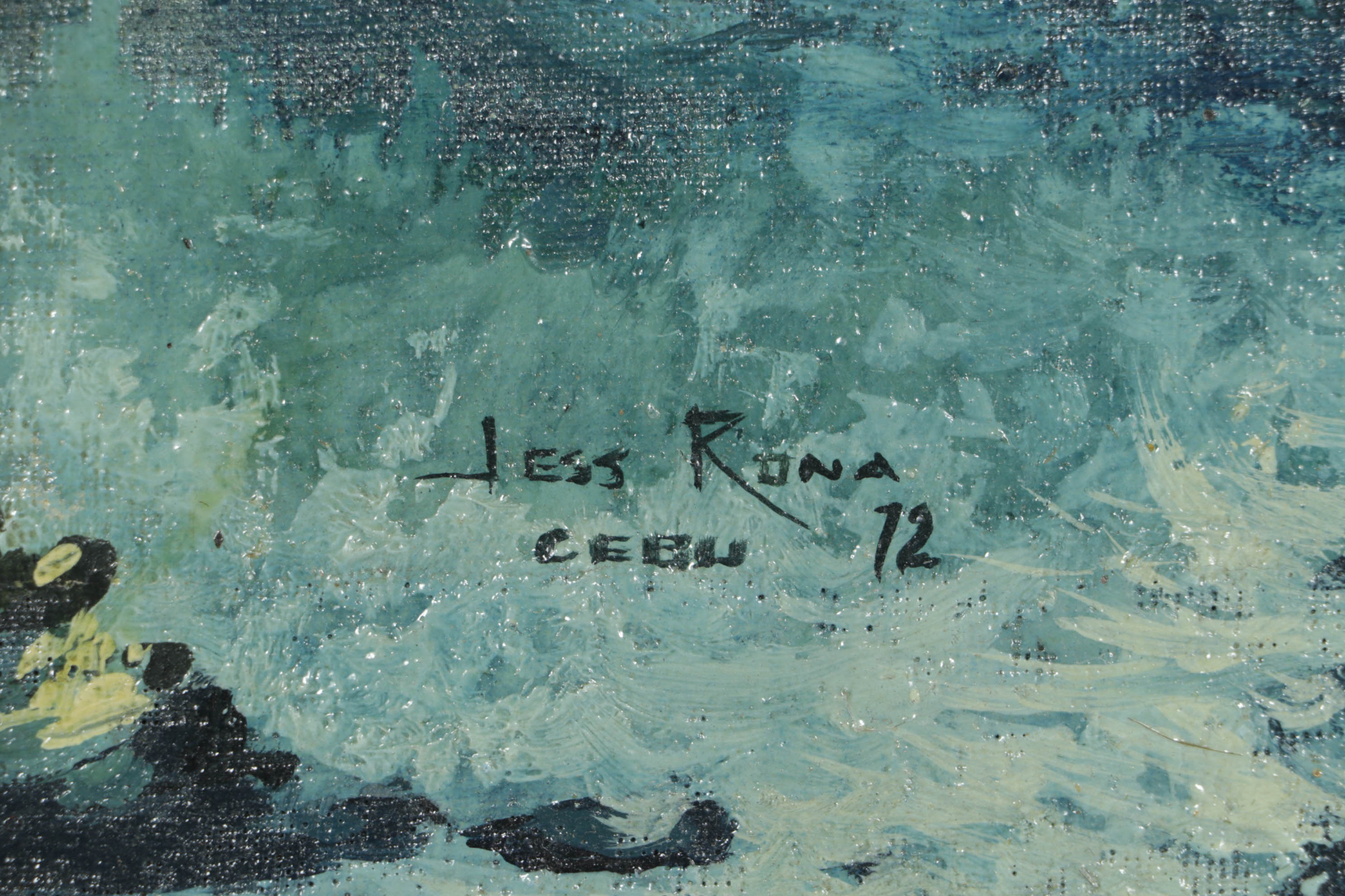 Coastal Scene Oil Painting "Cebu", 1972 EBTH