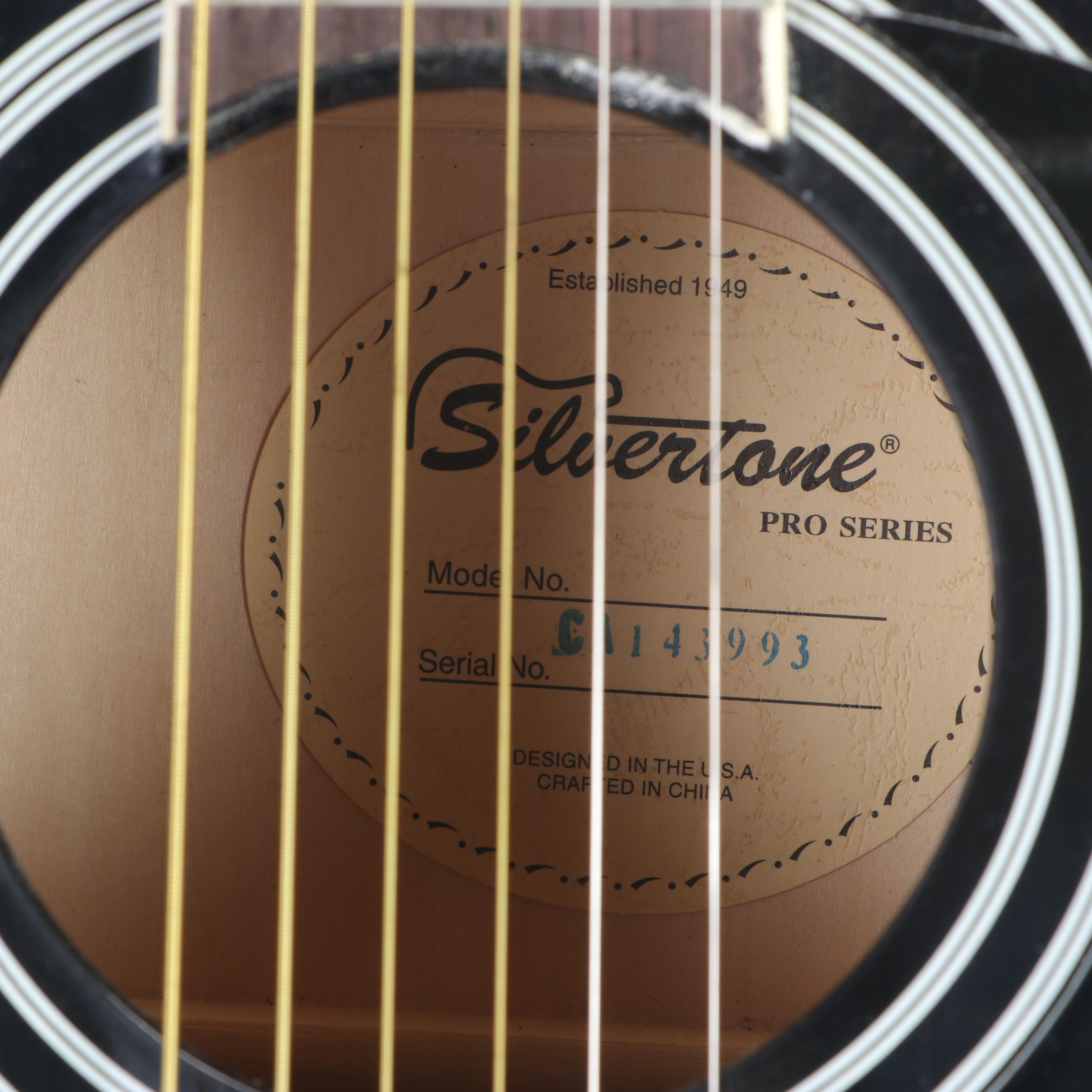 Black Silvertone Pro Series Acoustic Guitar EBTH