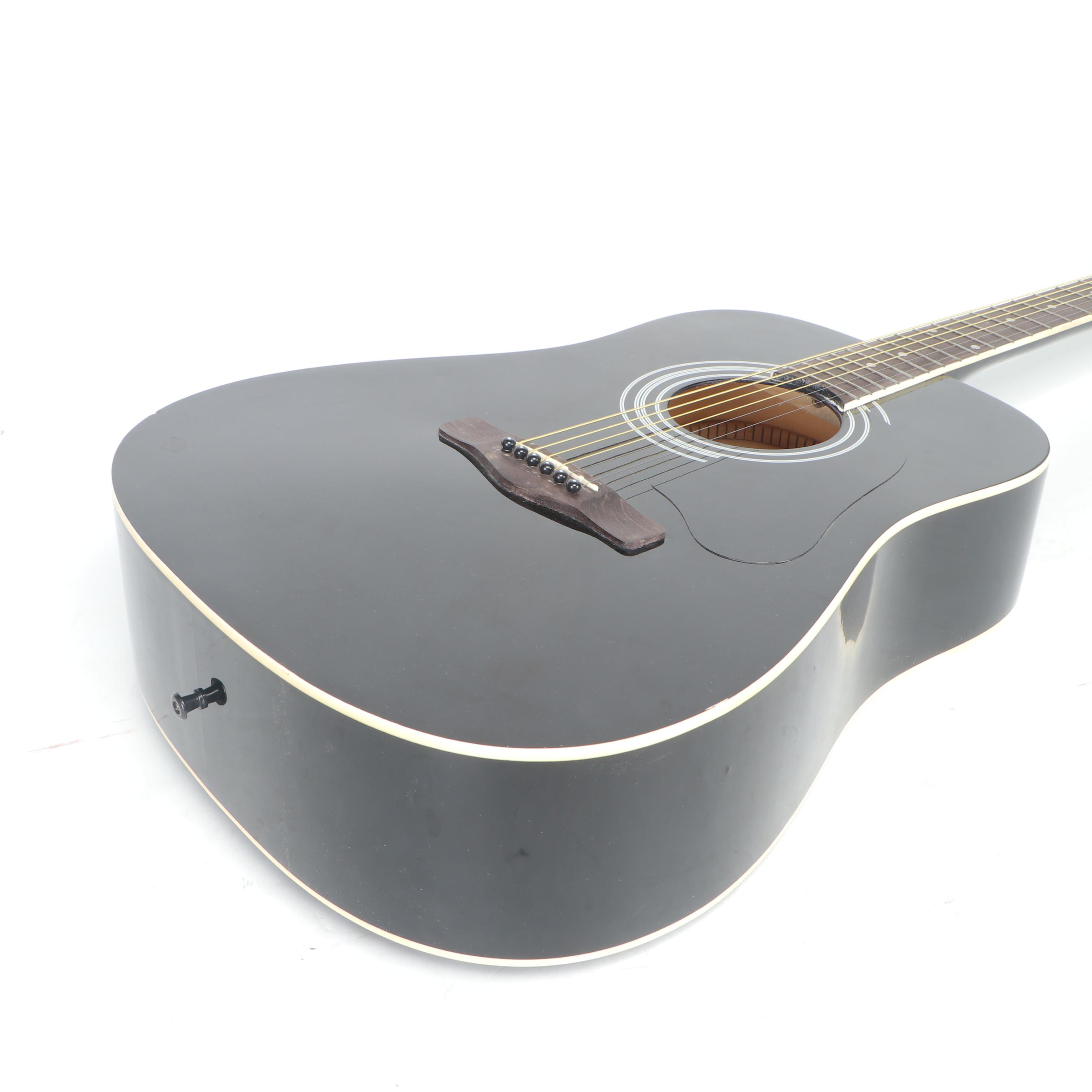 Black Silvertone Pro Series Acoustic Guitar EBTH