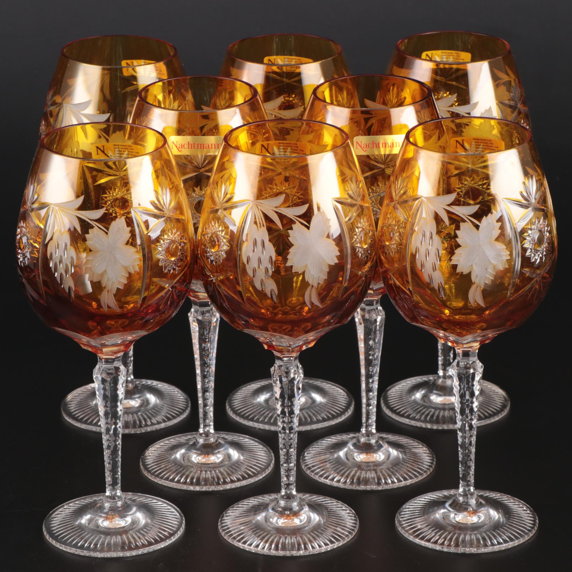 Nachtmann "Traube" Crystal Burgundy Wine Glasses, Mid to Late 20th Century EBTH