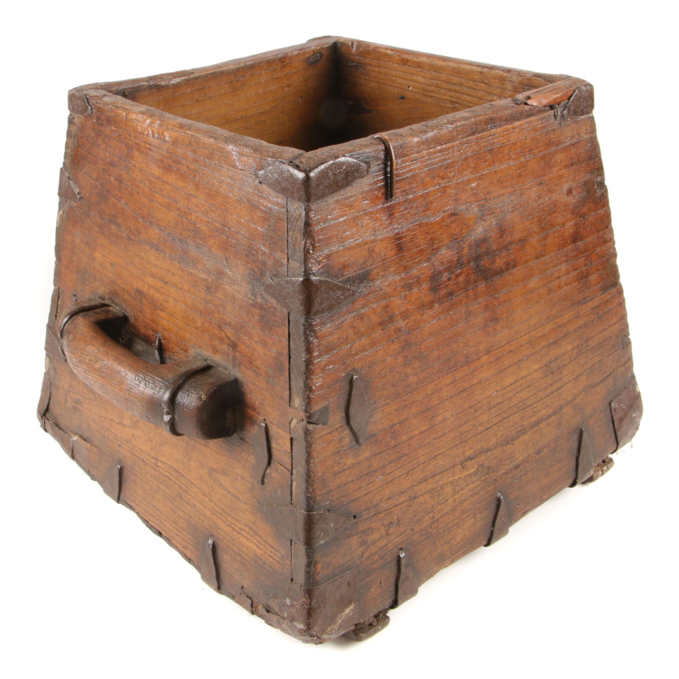 Rustic Chinese Wood Grain Bucket, 19th Century EBTH