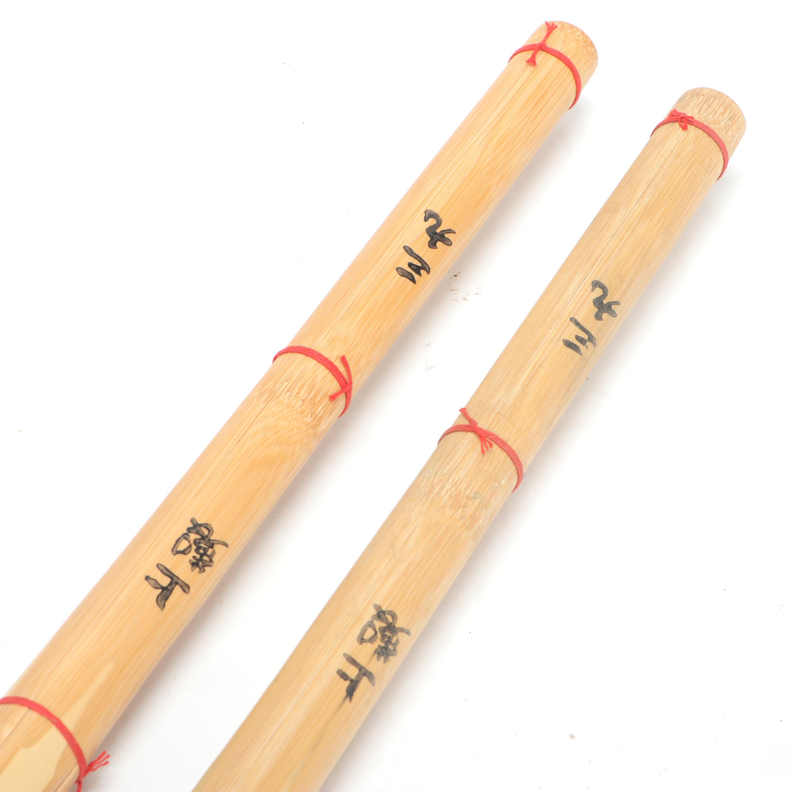 Chinese Bamboo Martial Arts or Battling Bo Staffs, Late 20th Century EBTH