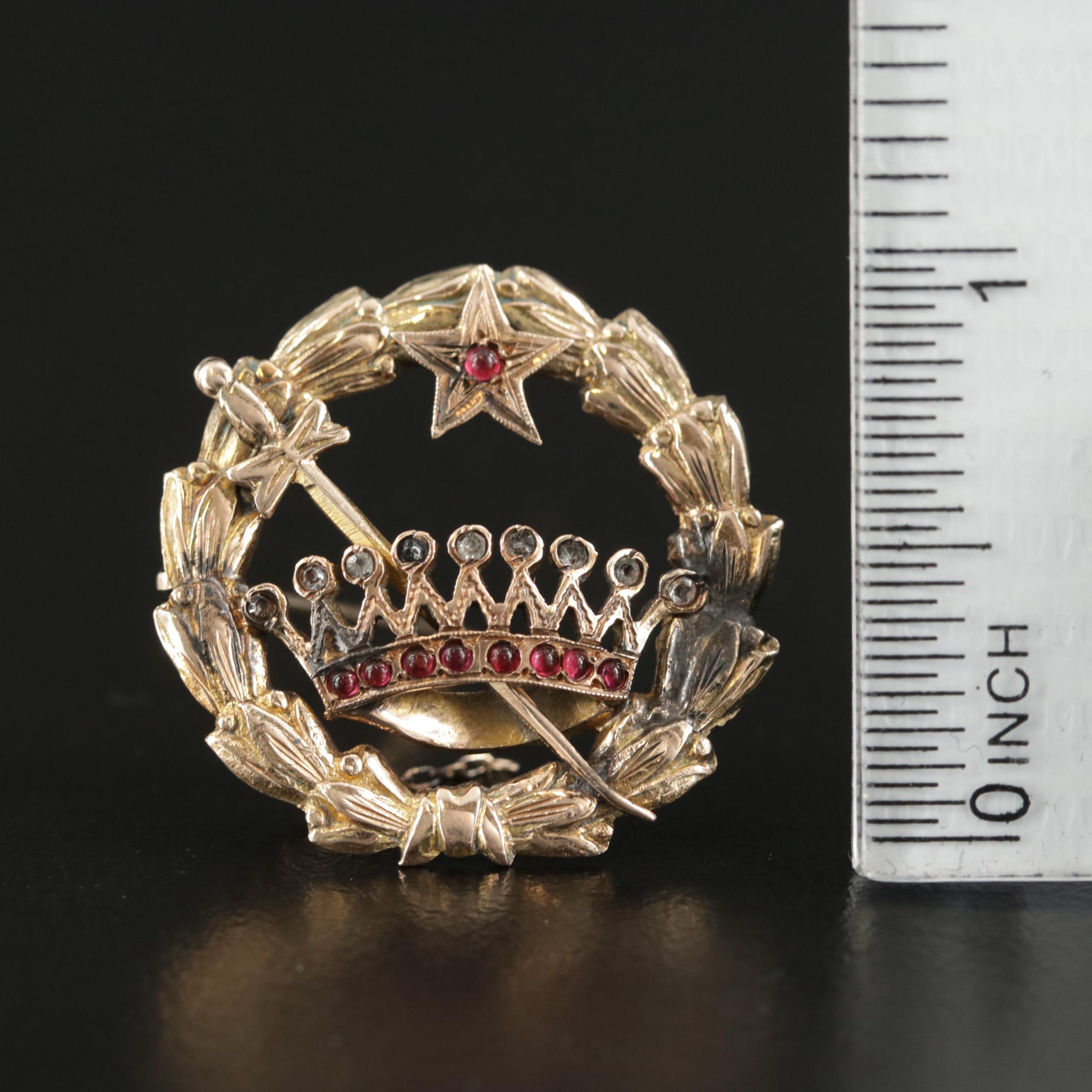 Antique 10K Gold Masonic Order of the Amaranth Brooch EBTH