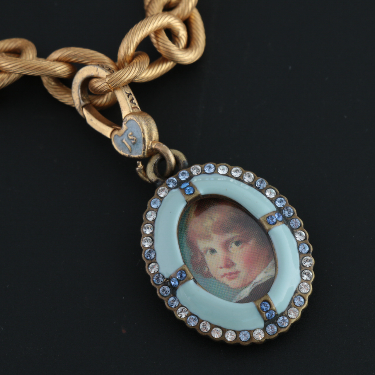 Jay Strongwater Gold Tone Cable Link Bracelet with Enamel Charm EBTH