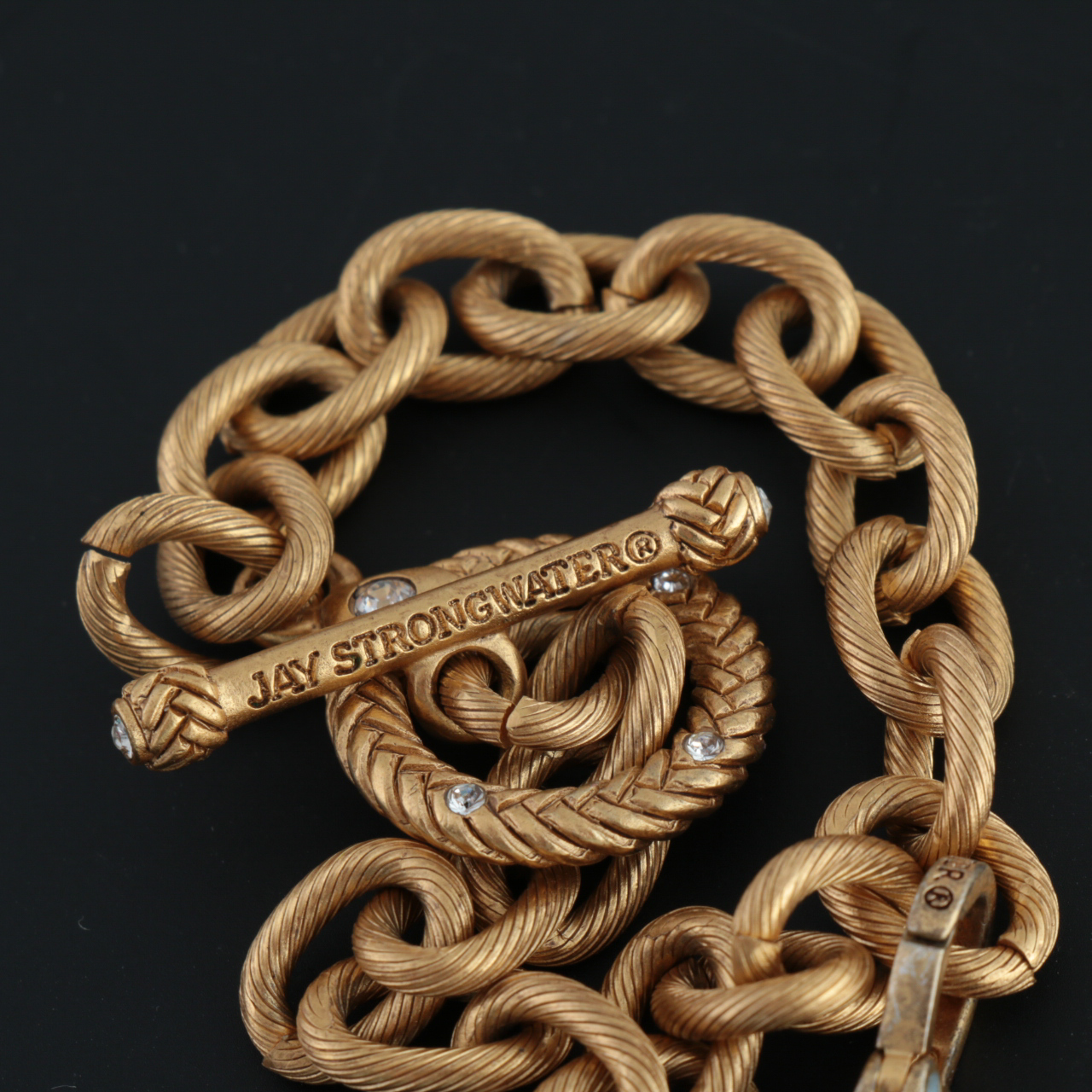 Jay Strongwater Gold Tone Cable Link Bracelet with Enamel Charm EBTH