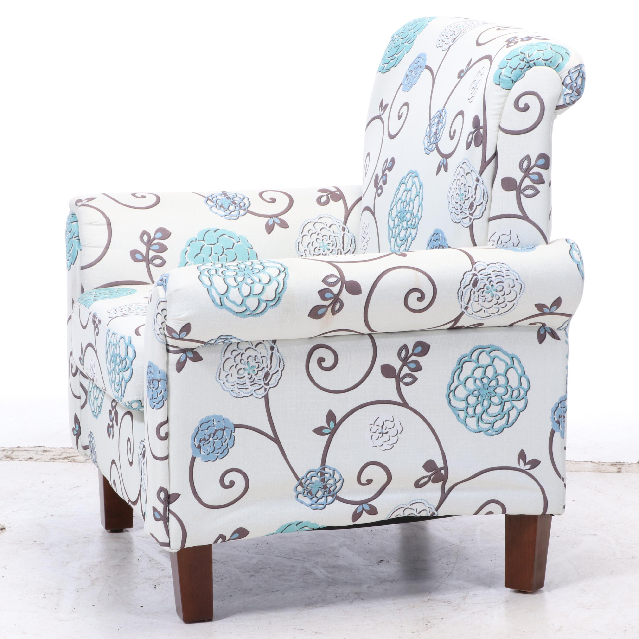 Contemporary Upholstered Lounge Chair with Storage Ottoman EBTH