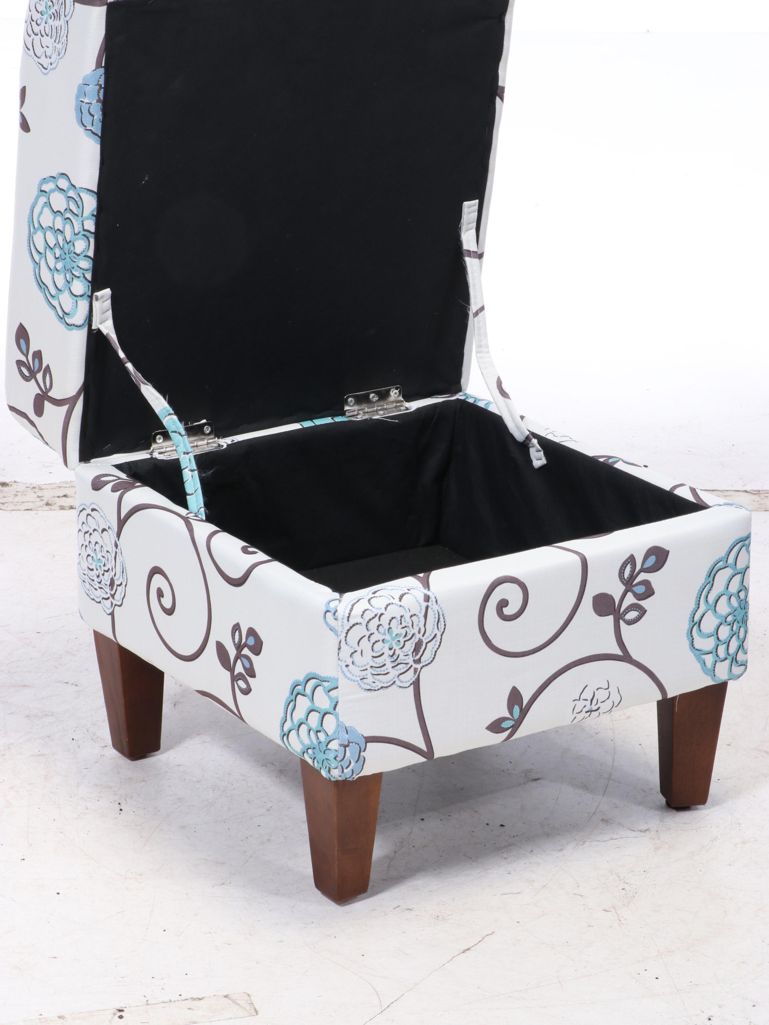 Contemporary Upholstered Lounge Chair with Storage Ottoman EBTH