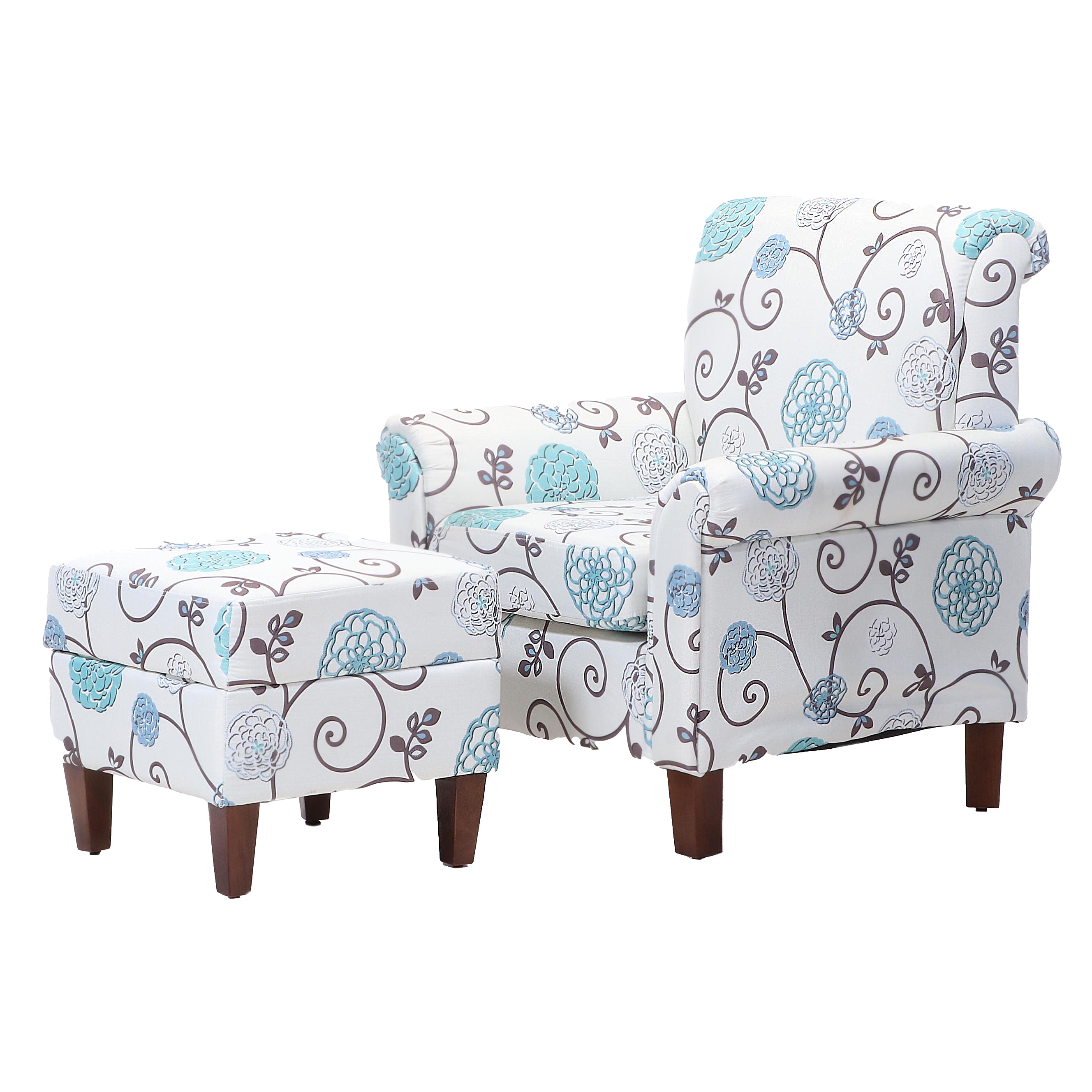 Contemporary Upholstered Lounge Chair with Storage Ottoman EBTH