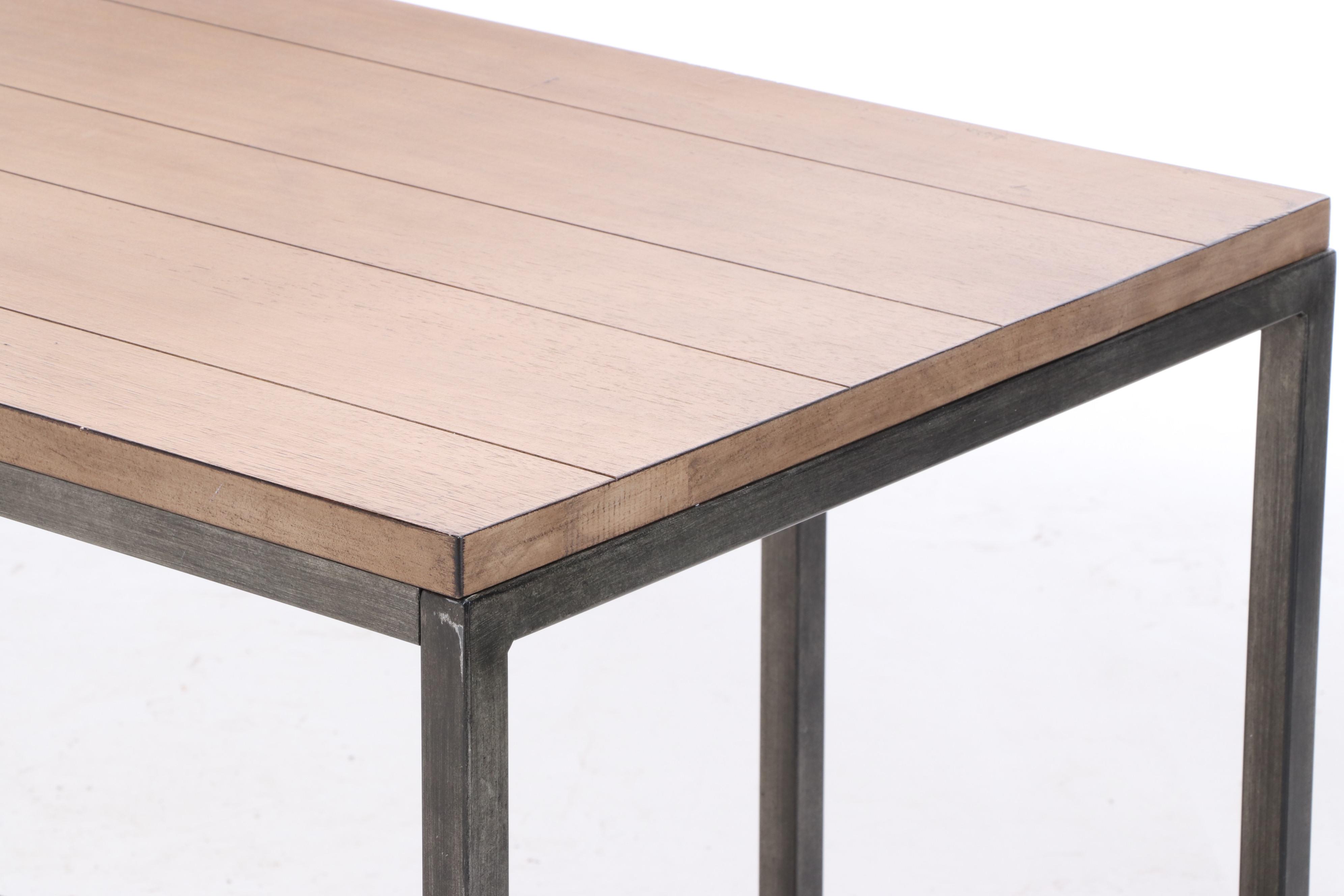 Ballard Designs Industrial Style Metal and Wood "Durham" Desk EBTH