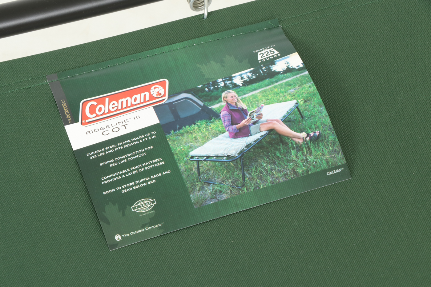 Coleman "Ridgeline III" SpringMounted Steel Folding Cot with Mattress