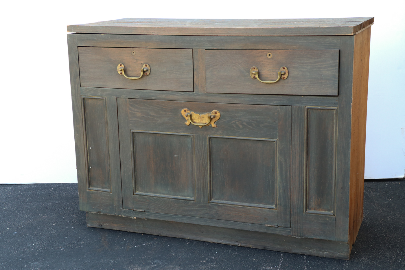 Green-Painted Oak and Plywood Wine Cabinet | EBTH
