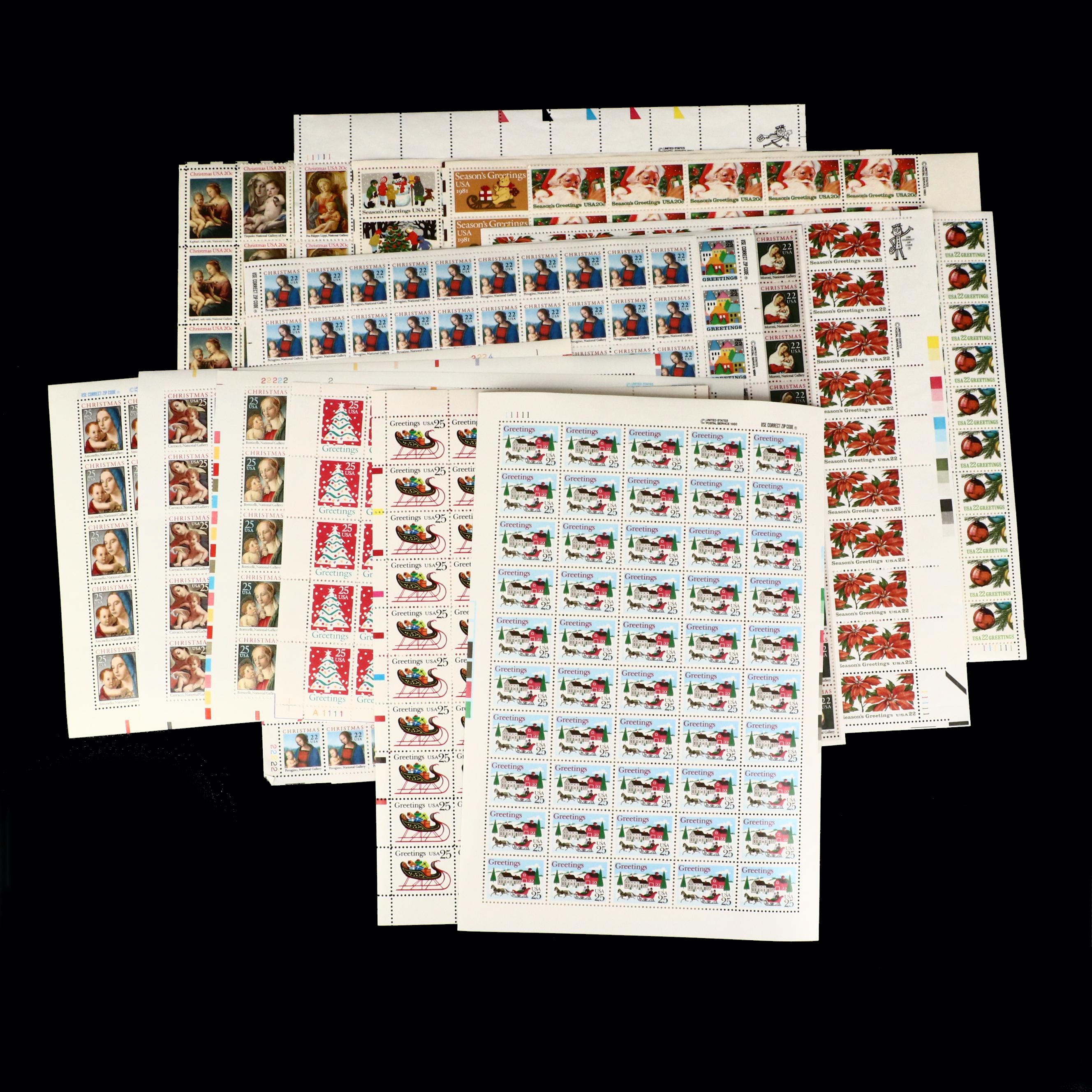 Group of USPS Postage Stamp Mint Sheets, Late 20th Century EBTH