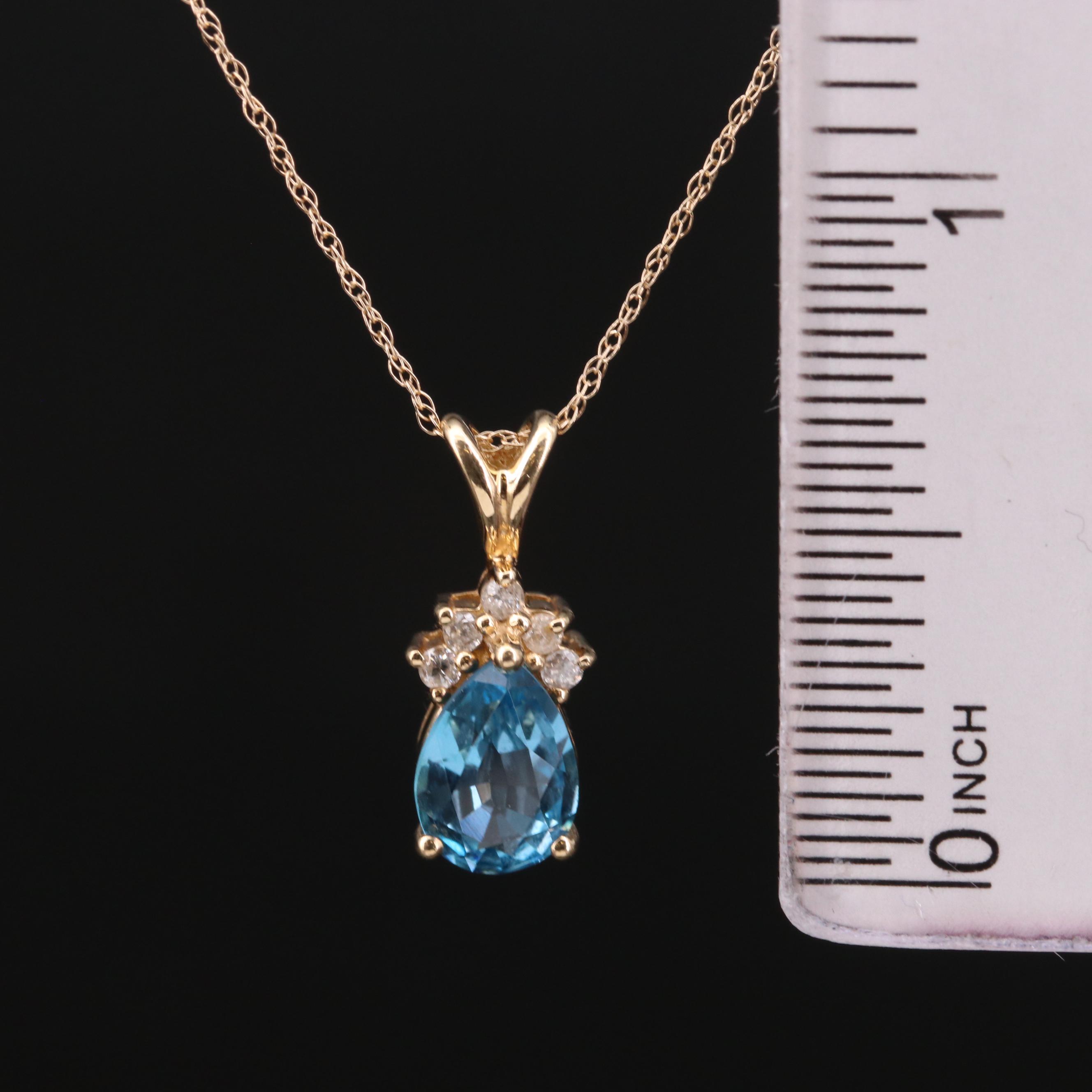 14K Yellow Gold Topaz and Diamond Pendant Necklace EBTH