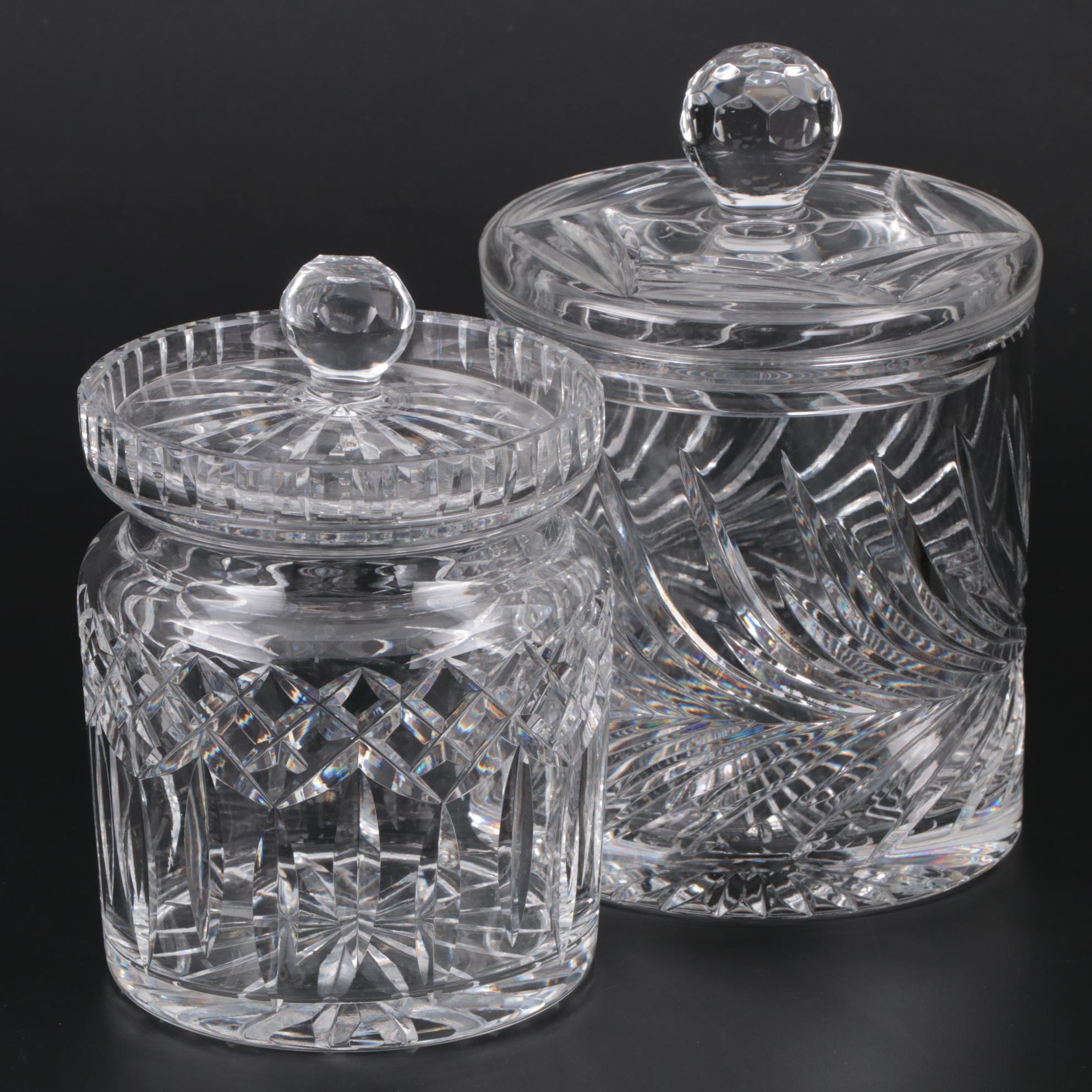 Waterford Crystal "Lismore" and Other Cut Crystal Biscuit Jars, Late