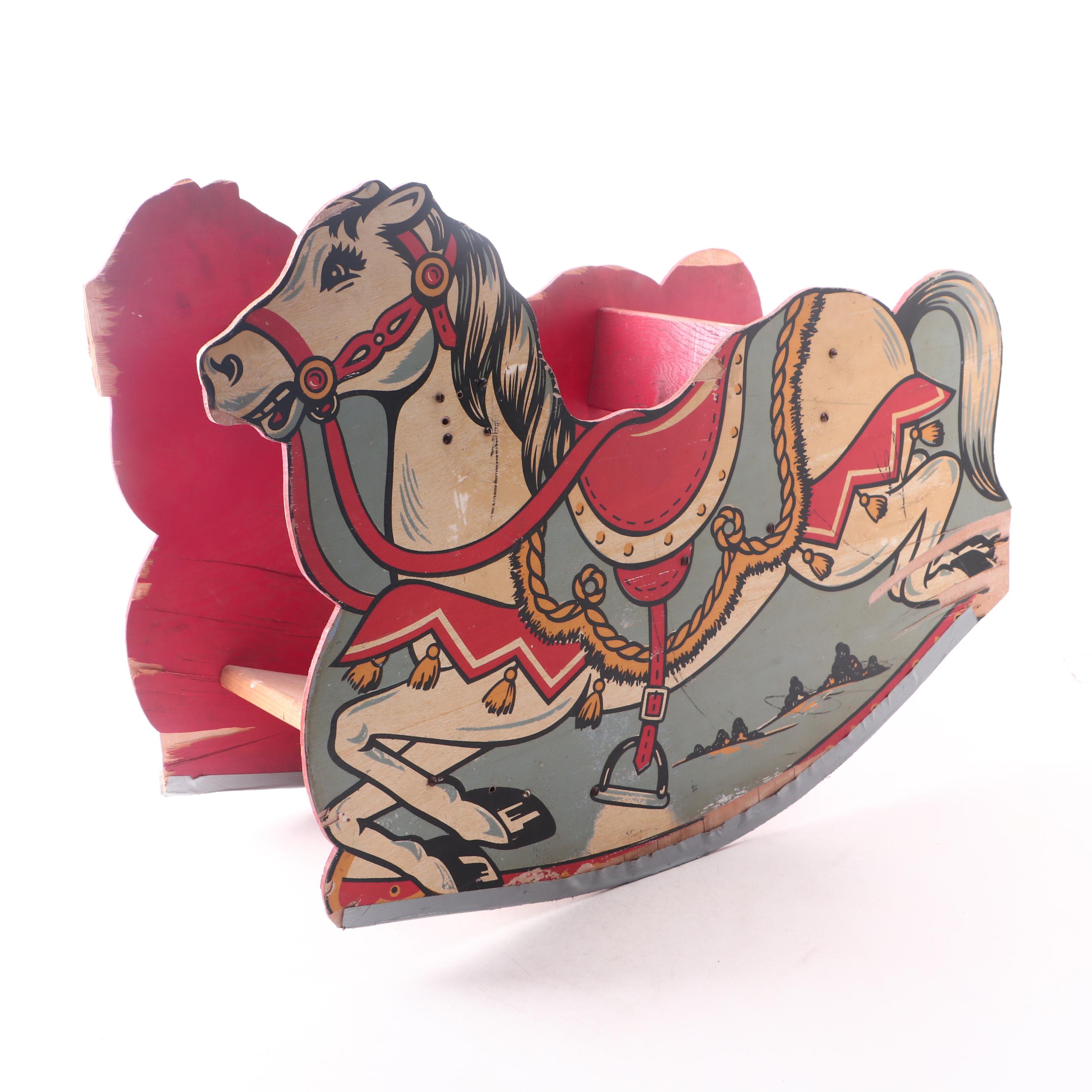 Child's Rocking Horse and Gong Bell Mfg. Baby Stroller, 1930s EBTH